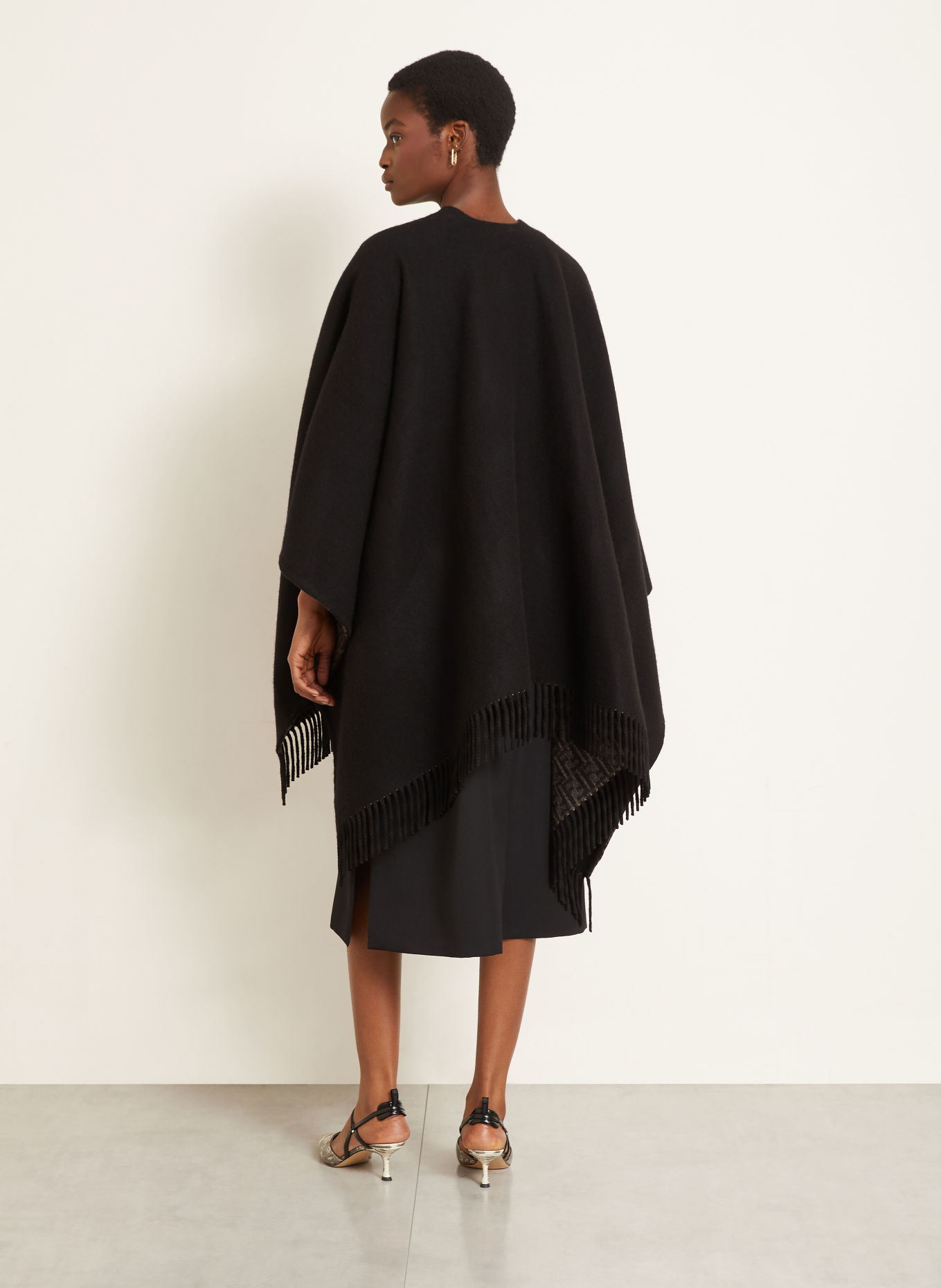 FENDI Cape met kasjmier: ZWART