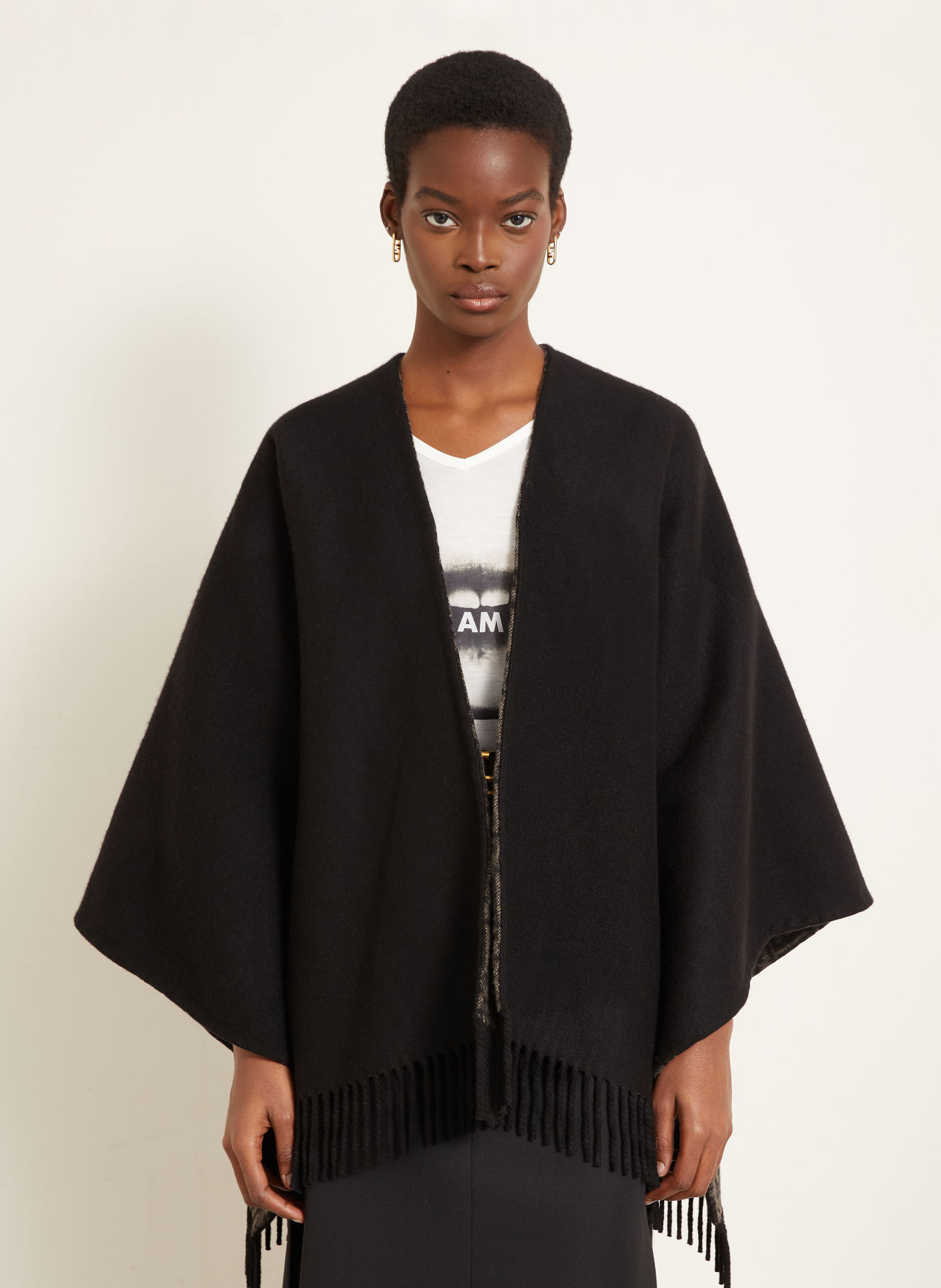 FENDI Cape met kasjmier: ZWART