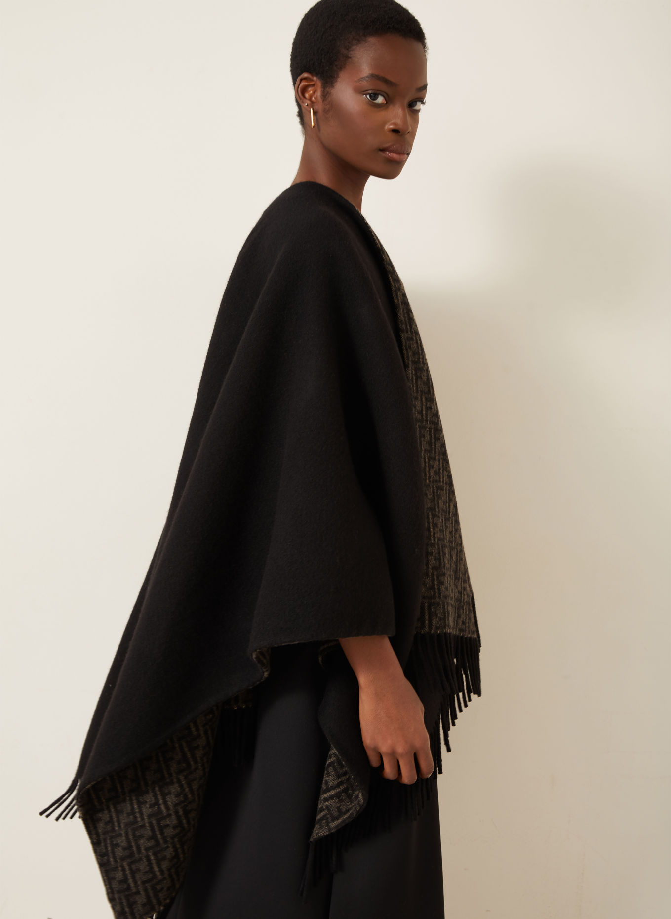 FENDI Cape met kasjmier: ZWART