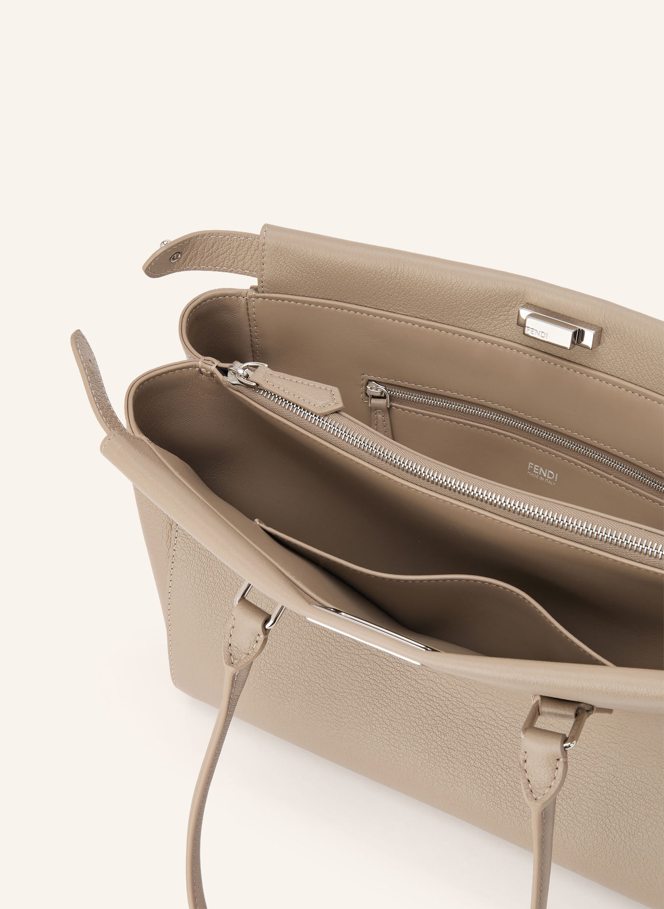 FENDI PEEKABOO SMALL Shoppers: BEIGE / SILVER