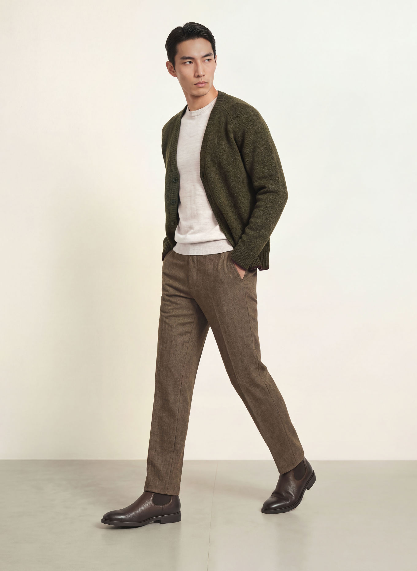 CRUNA Strickjacke BEXLEY: OLIV