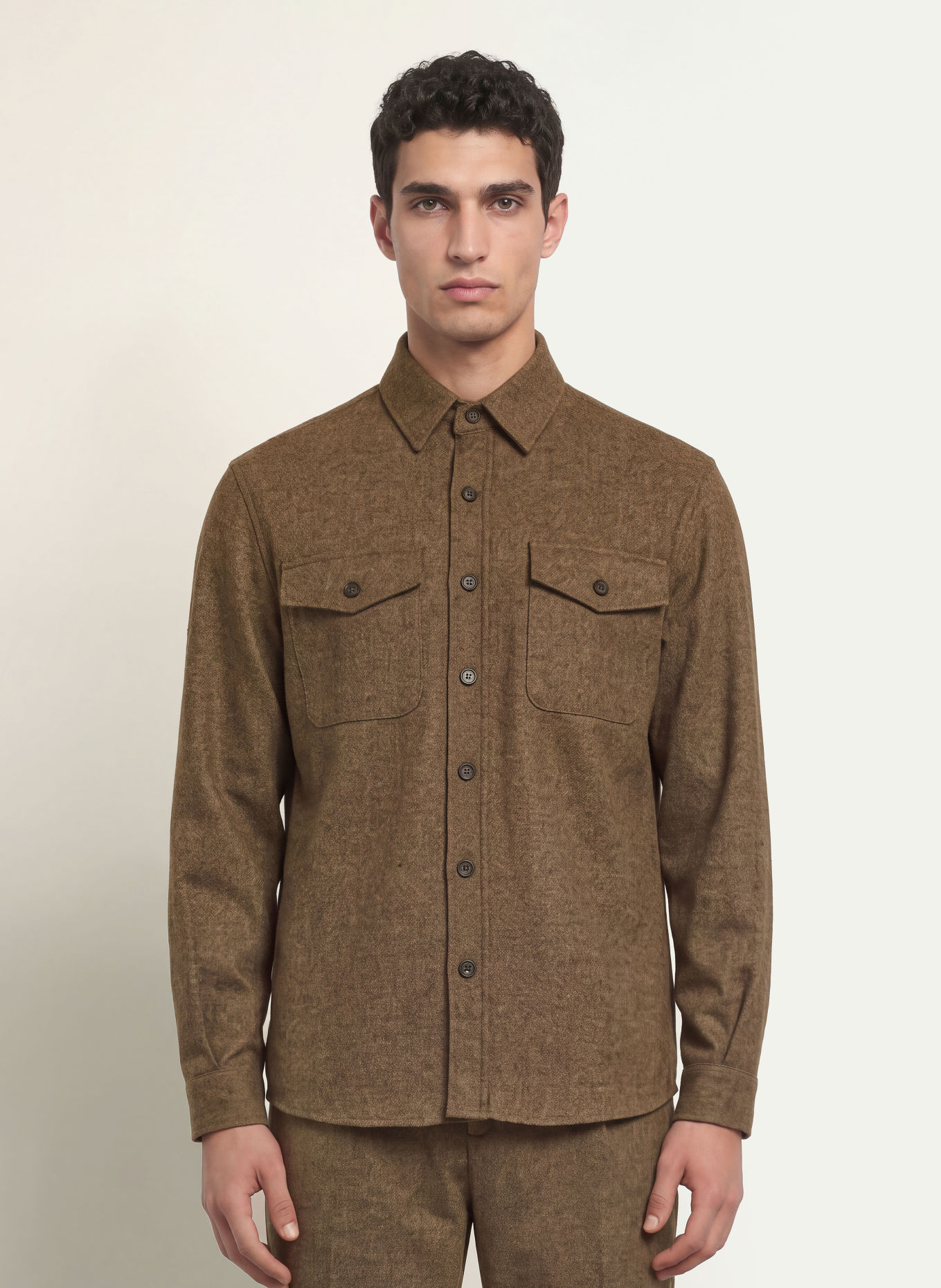CRUNA Overshirt: BROWN / CREAM