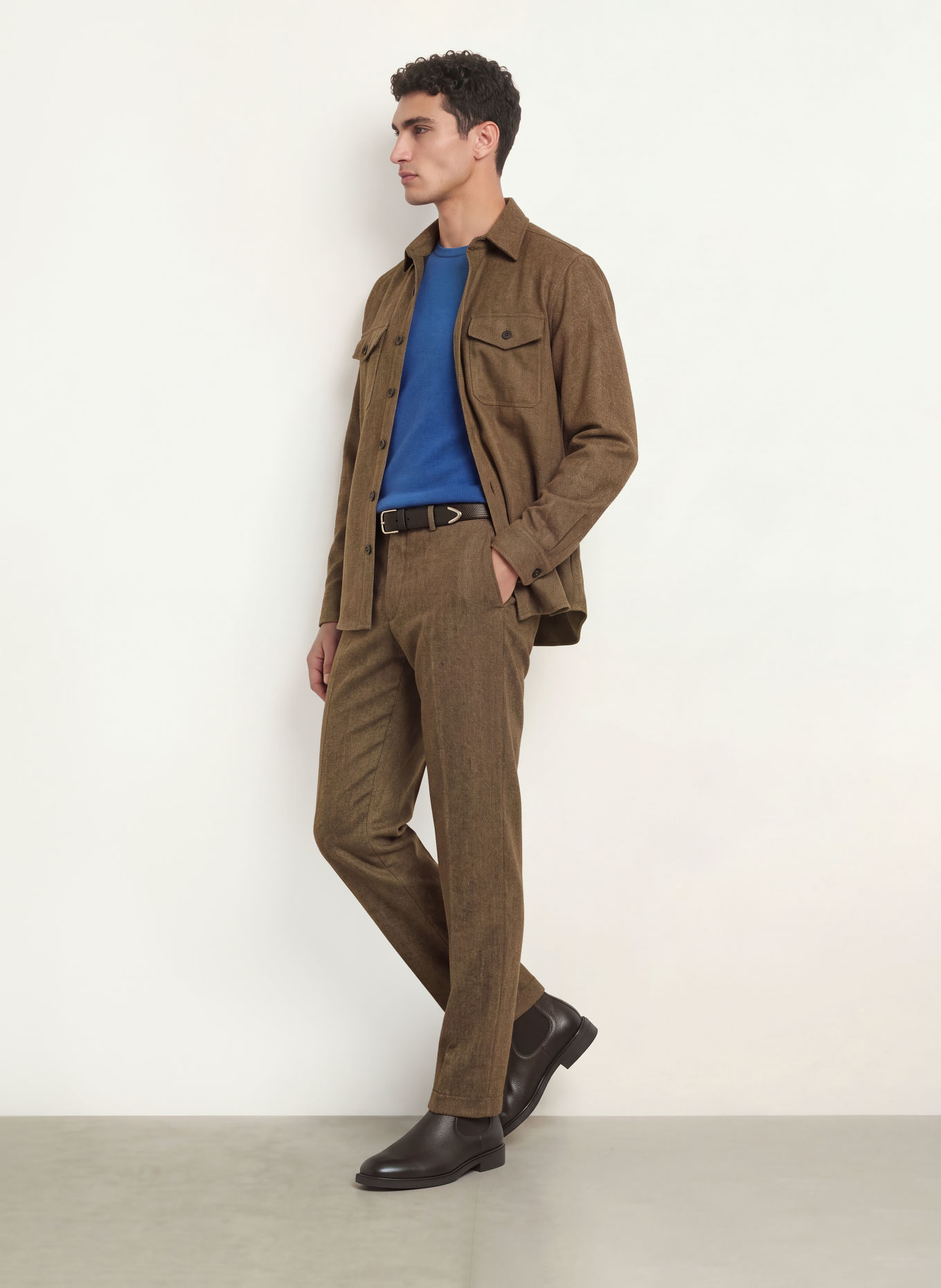 CRUNA Overshirt: BROWN / CREAM