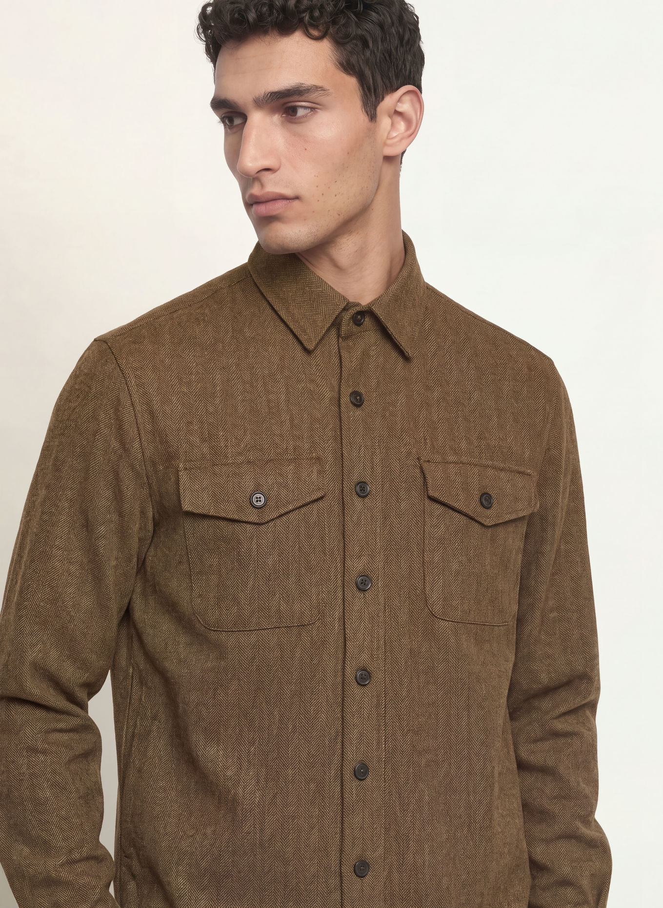 CRUNA Overshirt: BROWN / CREAM