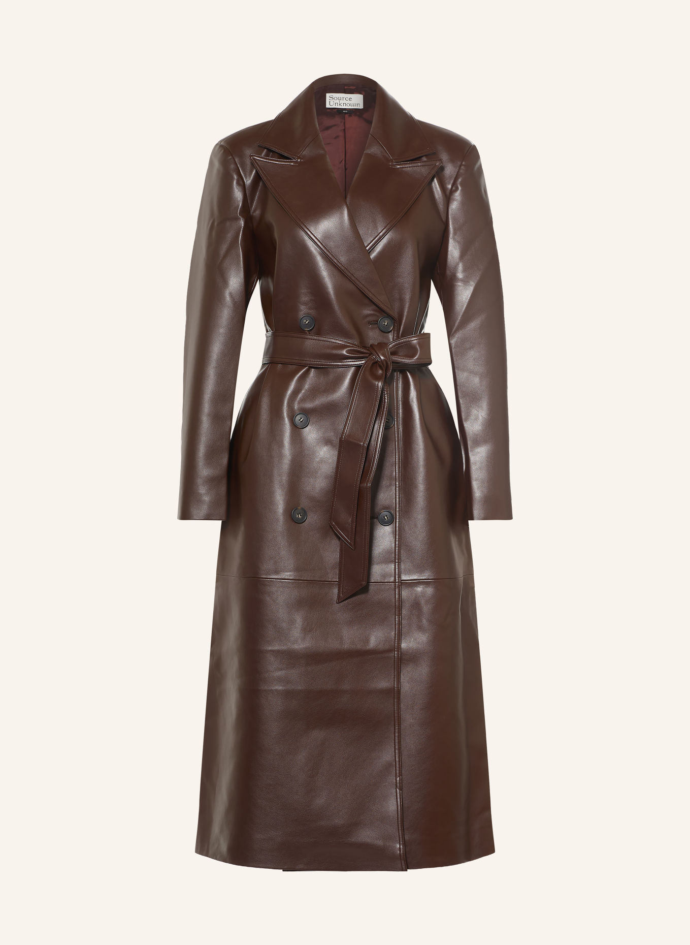 Source Unknown Trenchcoat BRIELLA in leerlook: DONKERROOD