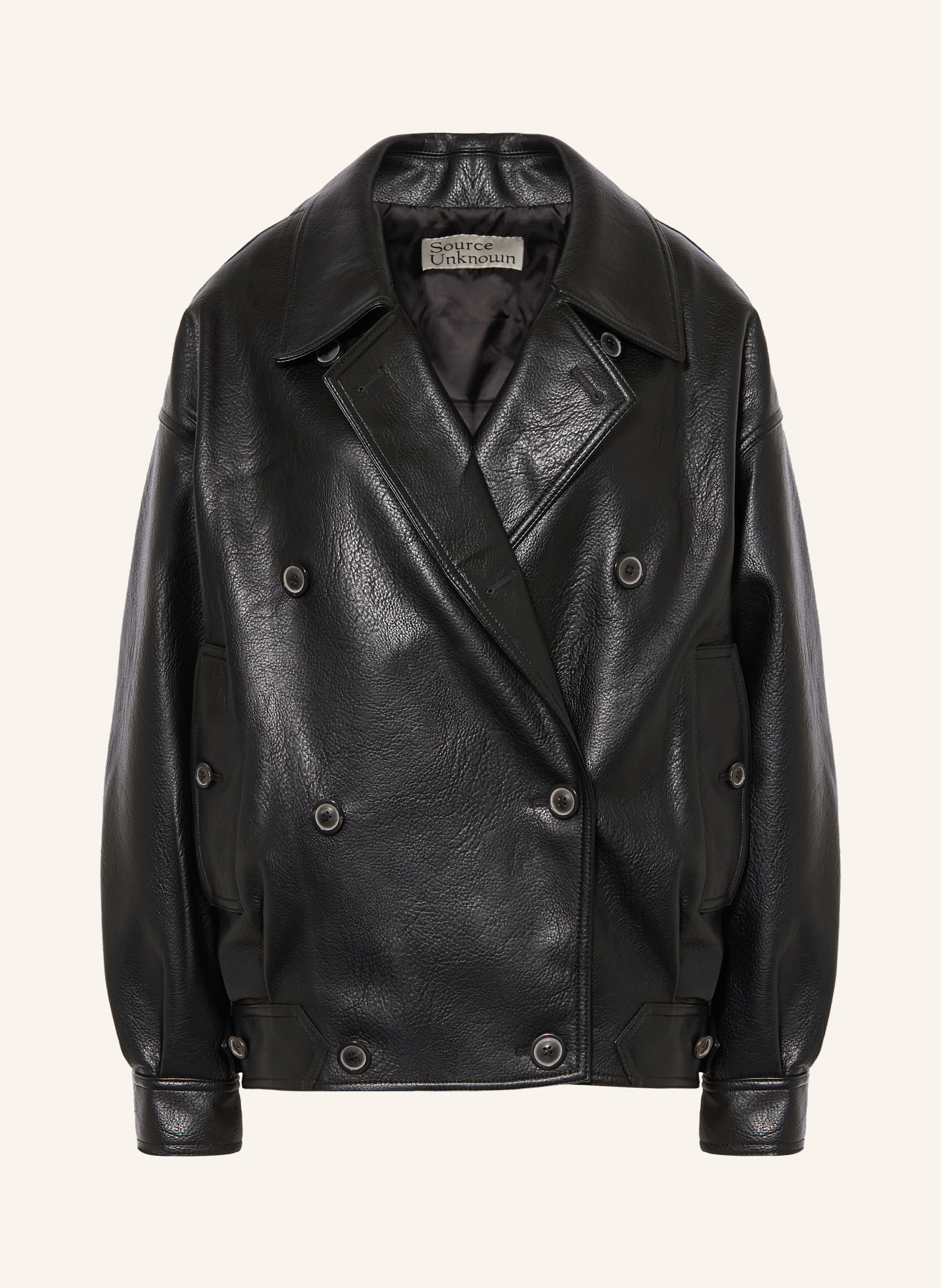 Source Unknown Jacke VITELLINO in Lederoptik: SCHWARZ