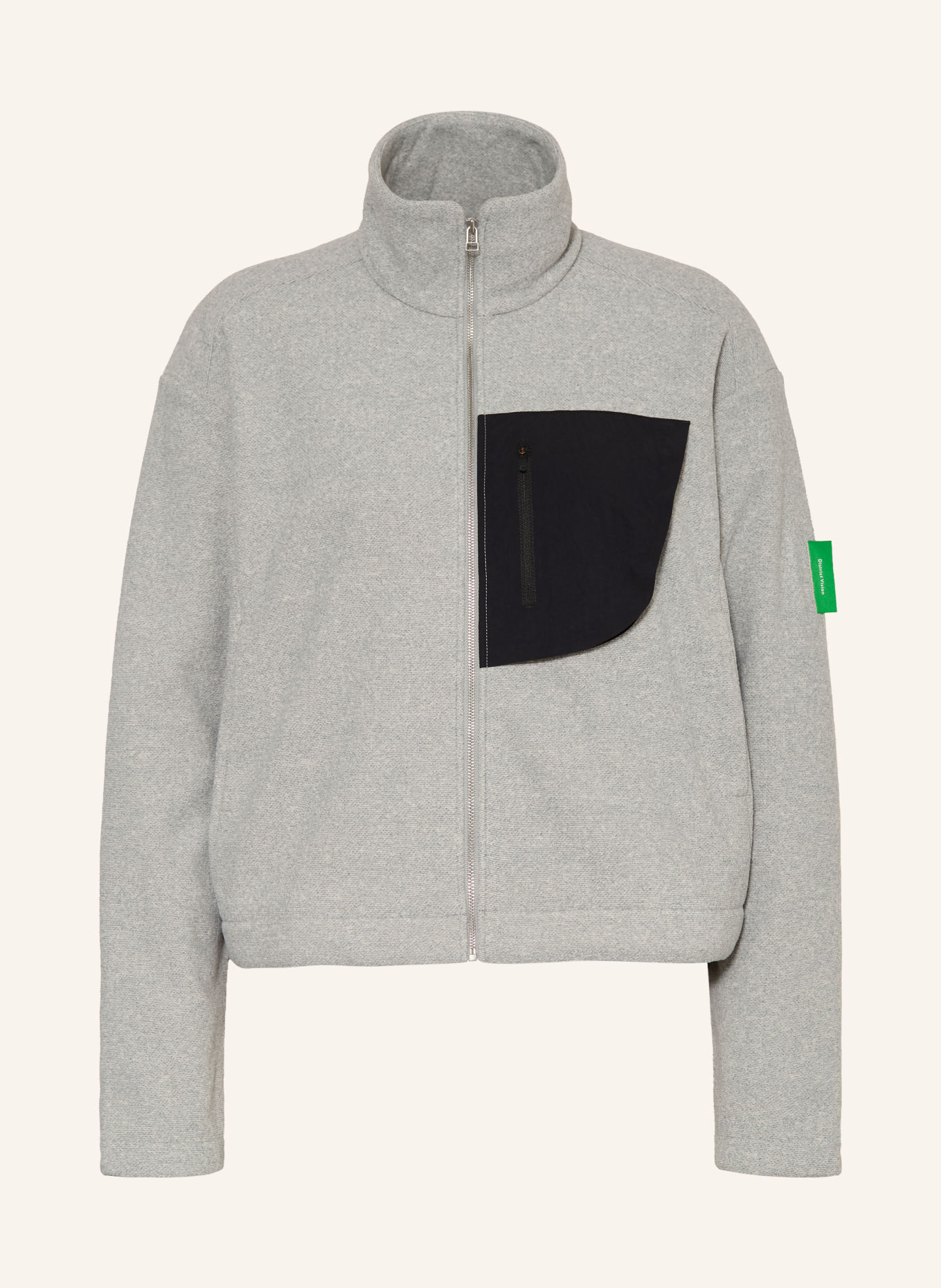 District Vision Fleecejacke: HELLGRAU / SCHWARZ