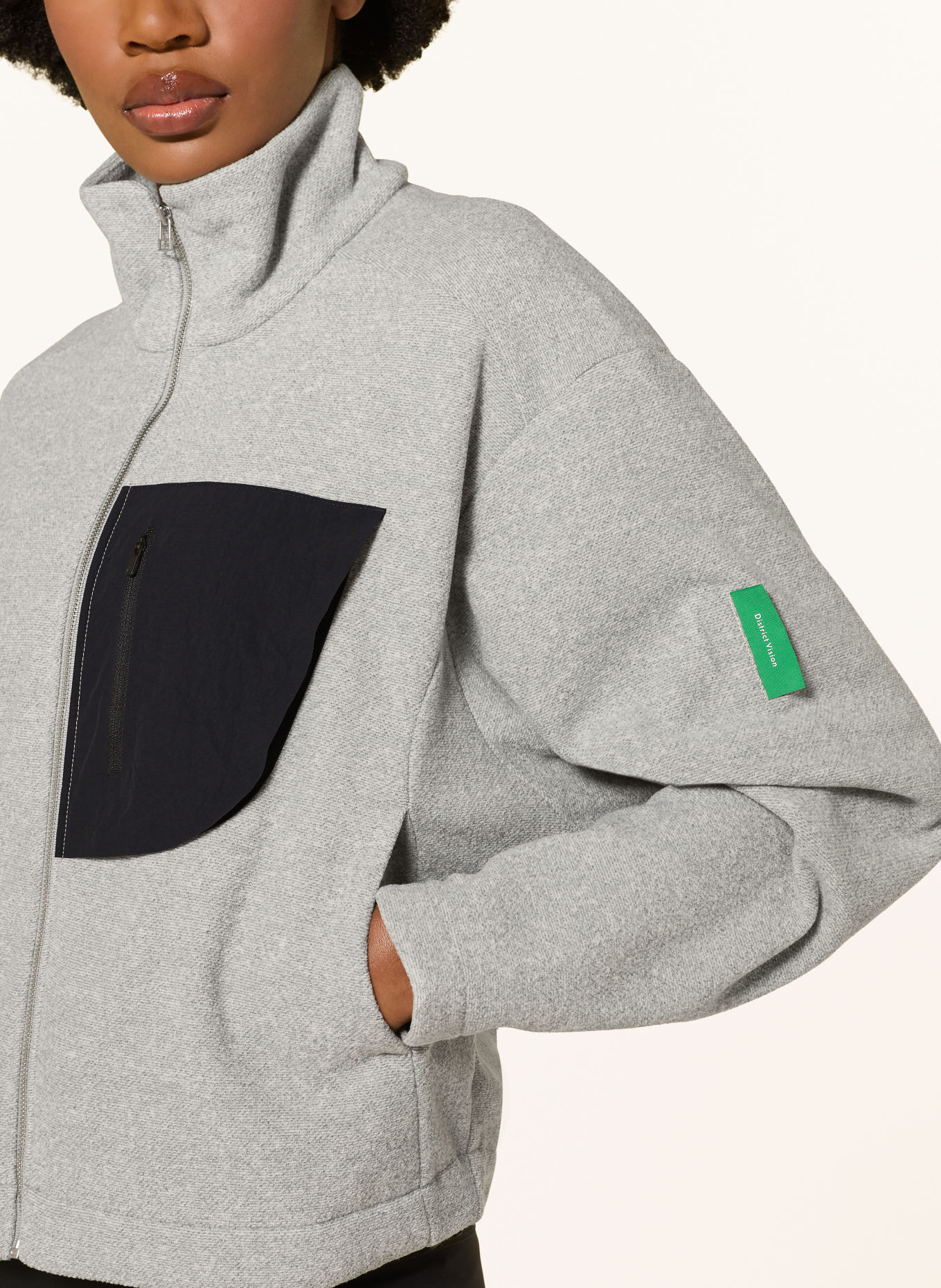 District Vision Fleecejacke: HELLGRAU / SCHWARZ