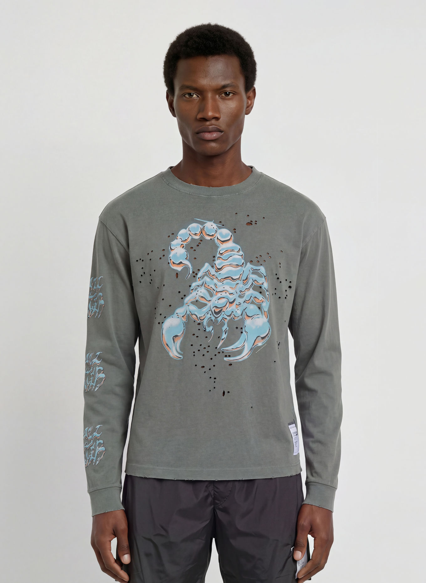 SATISFY MOTHTECH Long-sleeve shirt: GRAY / LIGHT ORANGE / LIGHT BLUE