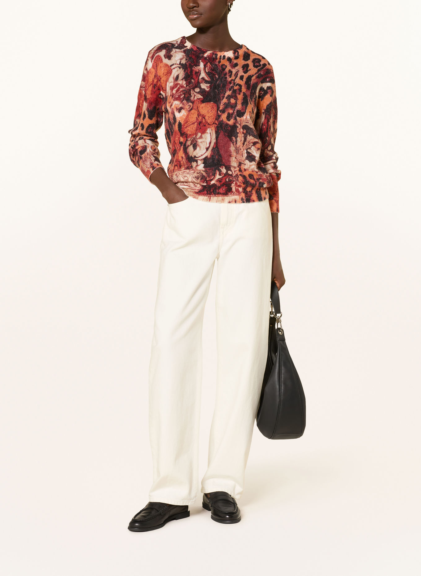 monari Sequin Sweater: DARK RED / ORANGE / BLACK