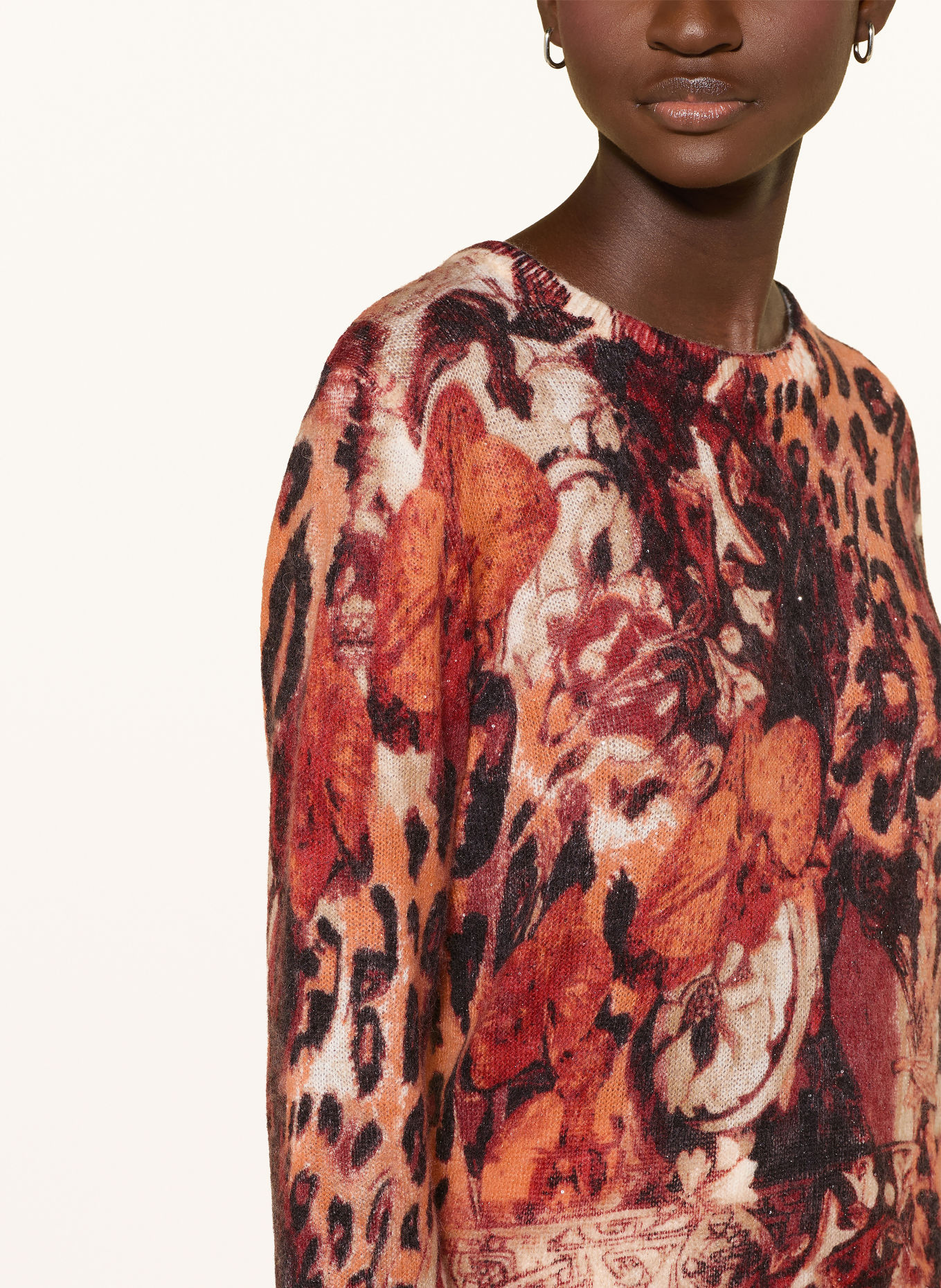 monari Sequin Sweater: DARK RED / ORANGE / BLACK