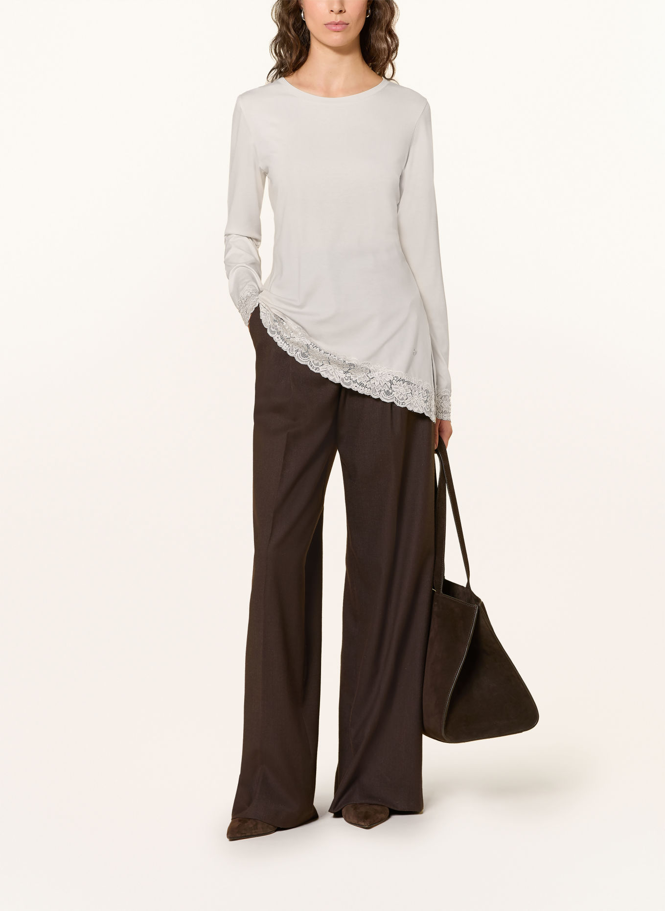 monari Long-sleeve shirt with lace: ECRU