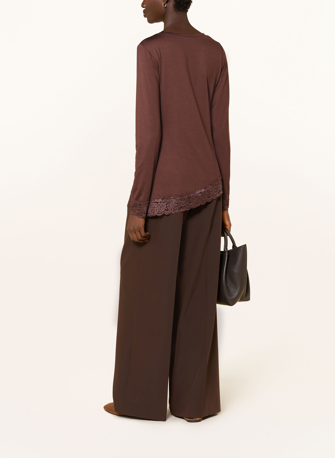 monari Long-sleeve shirt with lace: BROWN