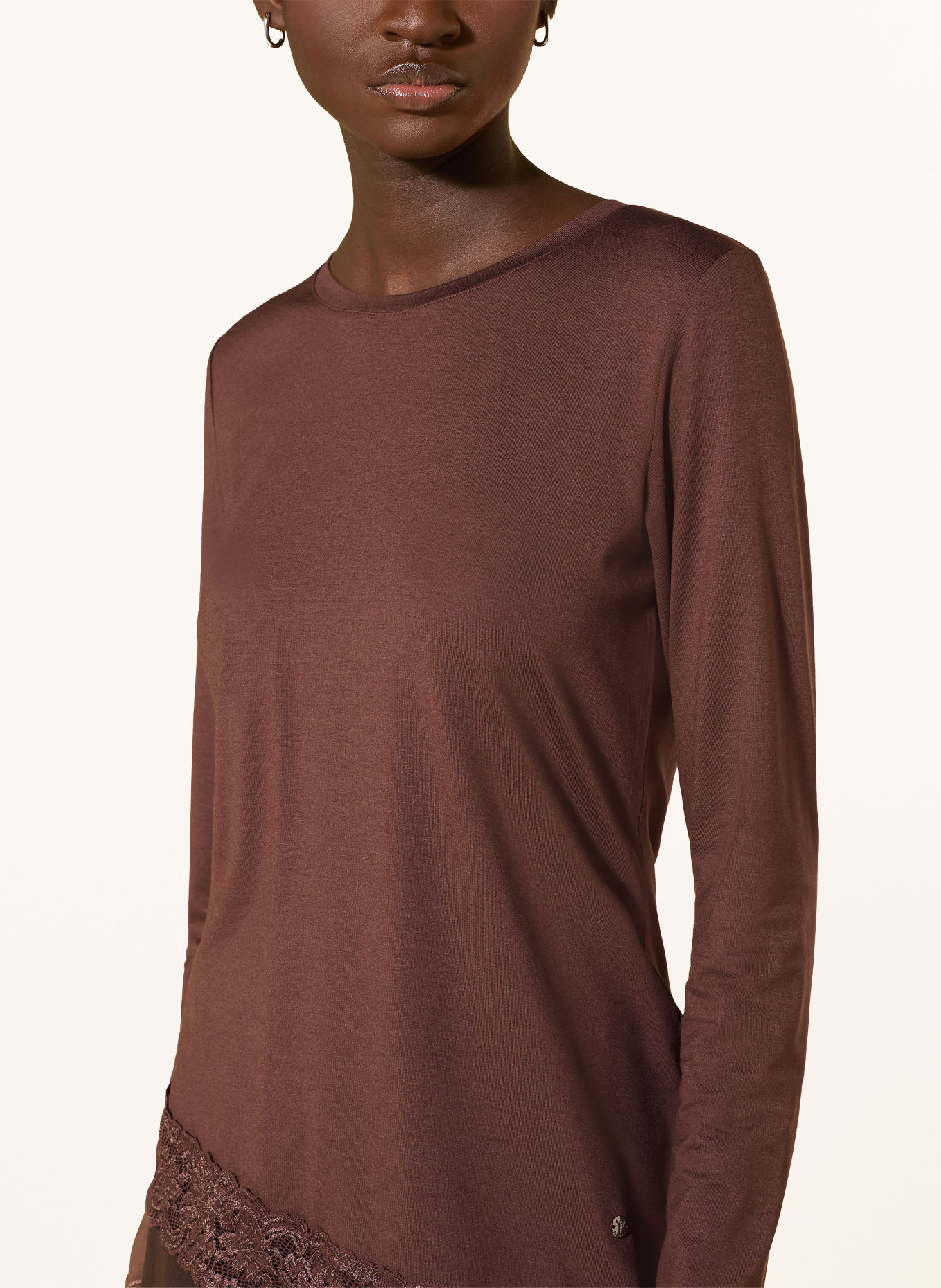 monari Long-sleeve shirt with lace: BROWN
