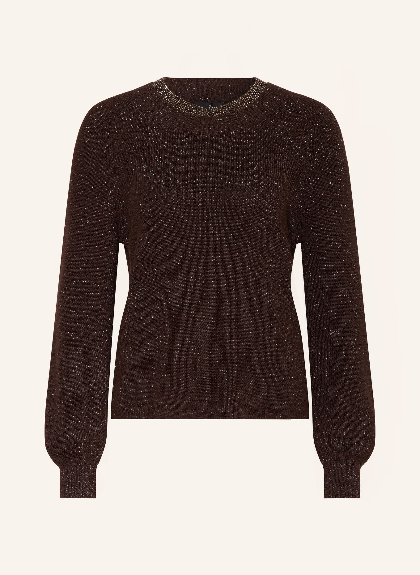 monari Sweater with glitter yarn and rhinestones: DARK BROWN