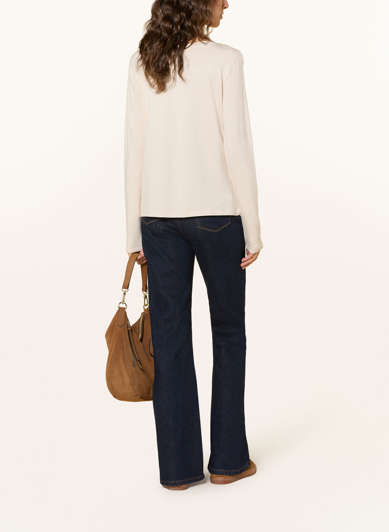 monari Long-sleeve shirt with gemstones: ECRU / GRAY / DARK RED