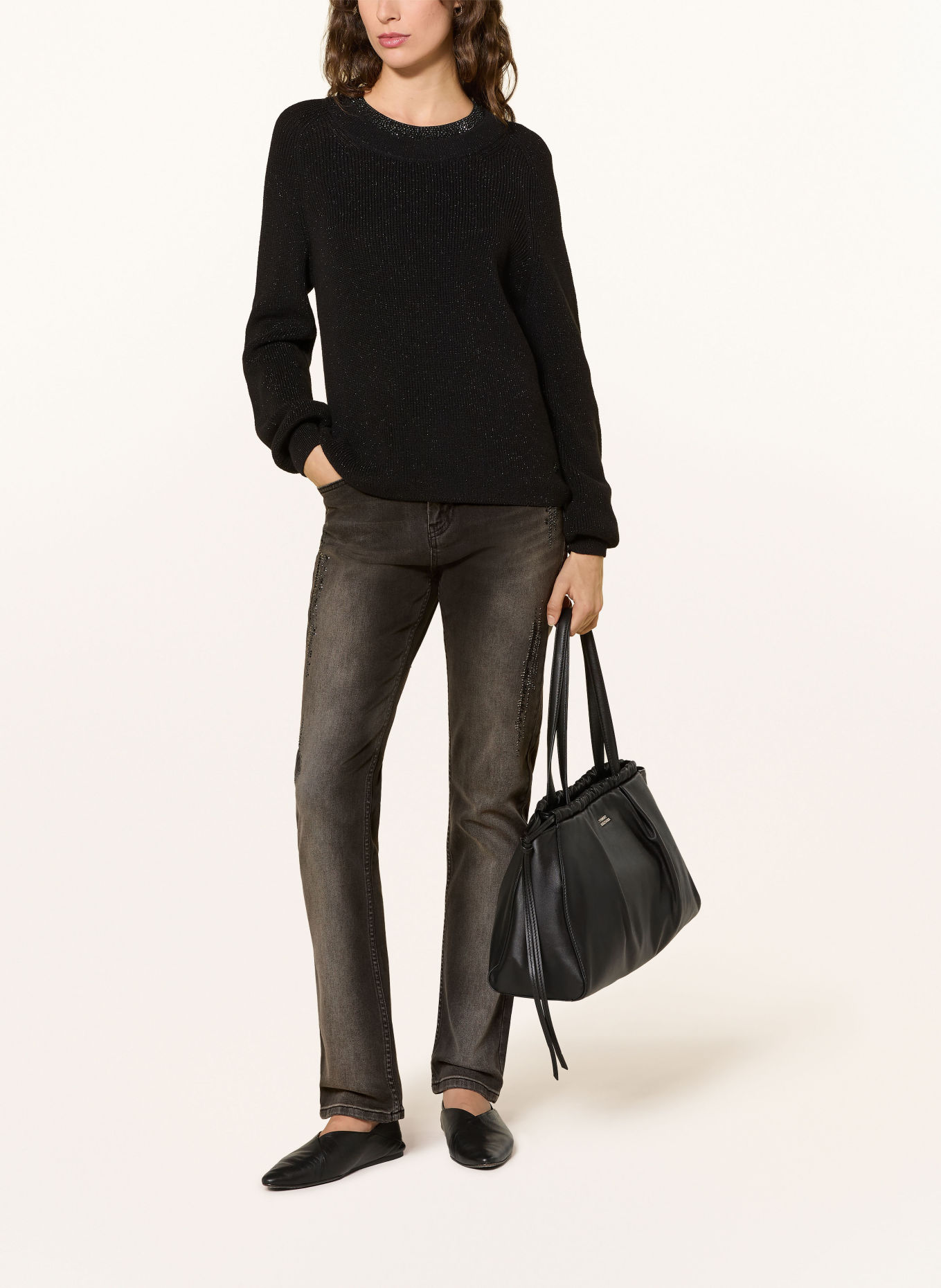 monari Straight jeans with rhinestones: 999 SCHWARZ