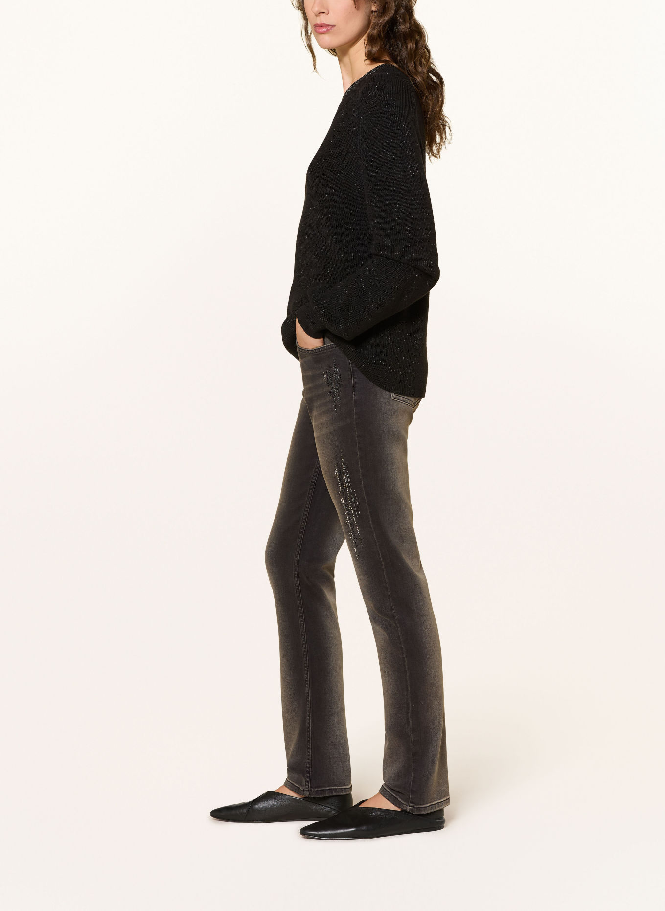 monari Straight jeans with rhinestones: 999 SCHWARZ