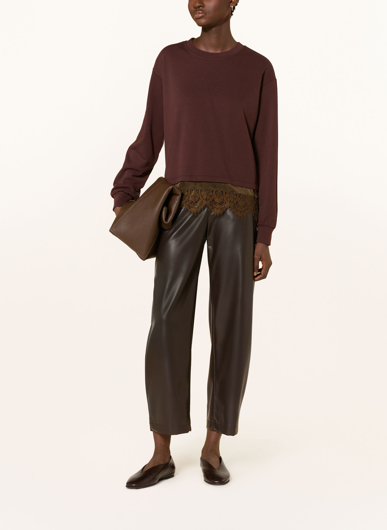monari Sweatshirt with lace: DARK BROWN