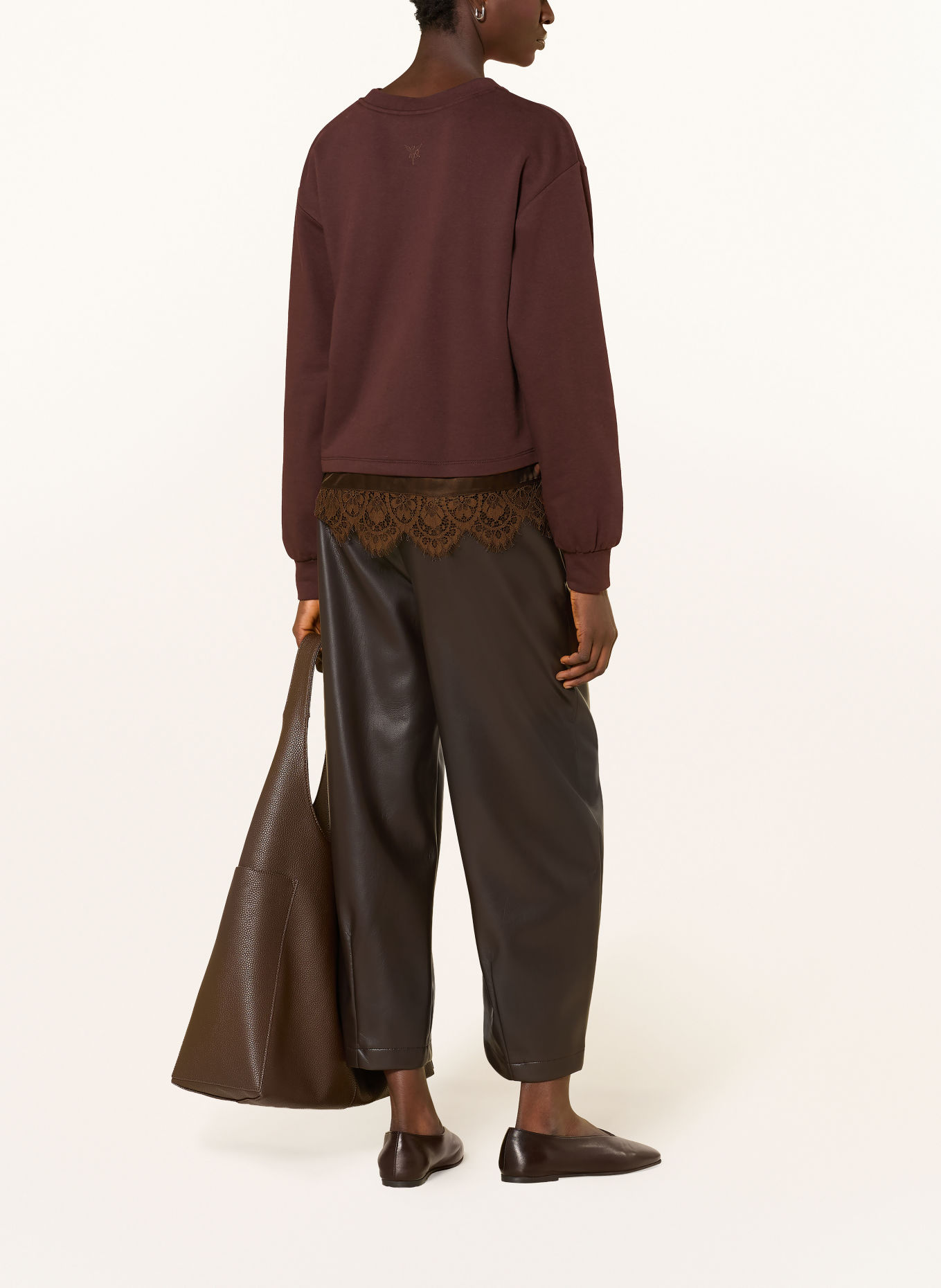 monari Sweatshirt with lace: DARK BROWN
