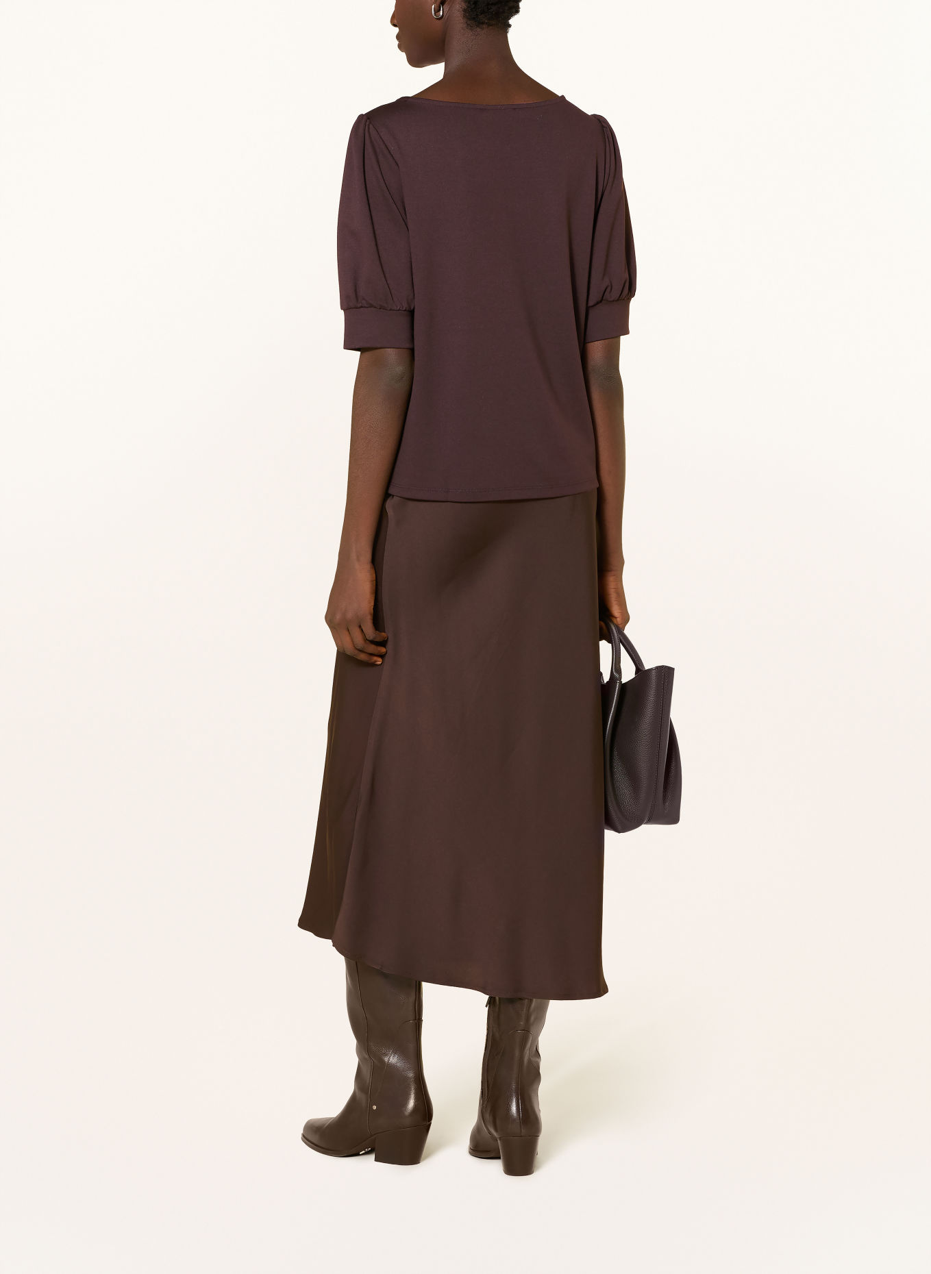 monari Shirt blouse with rhinestones: DARK BROWN / COGNAC