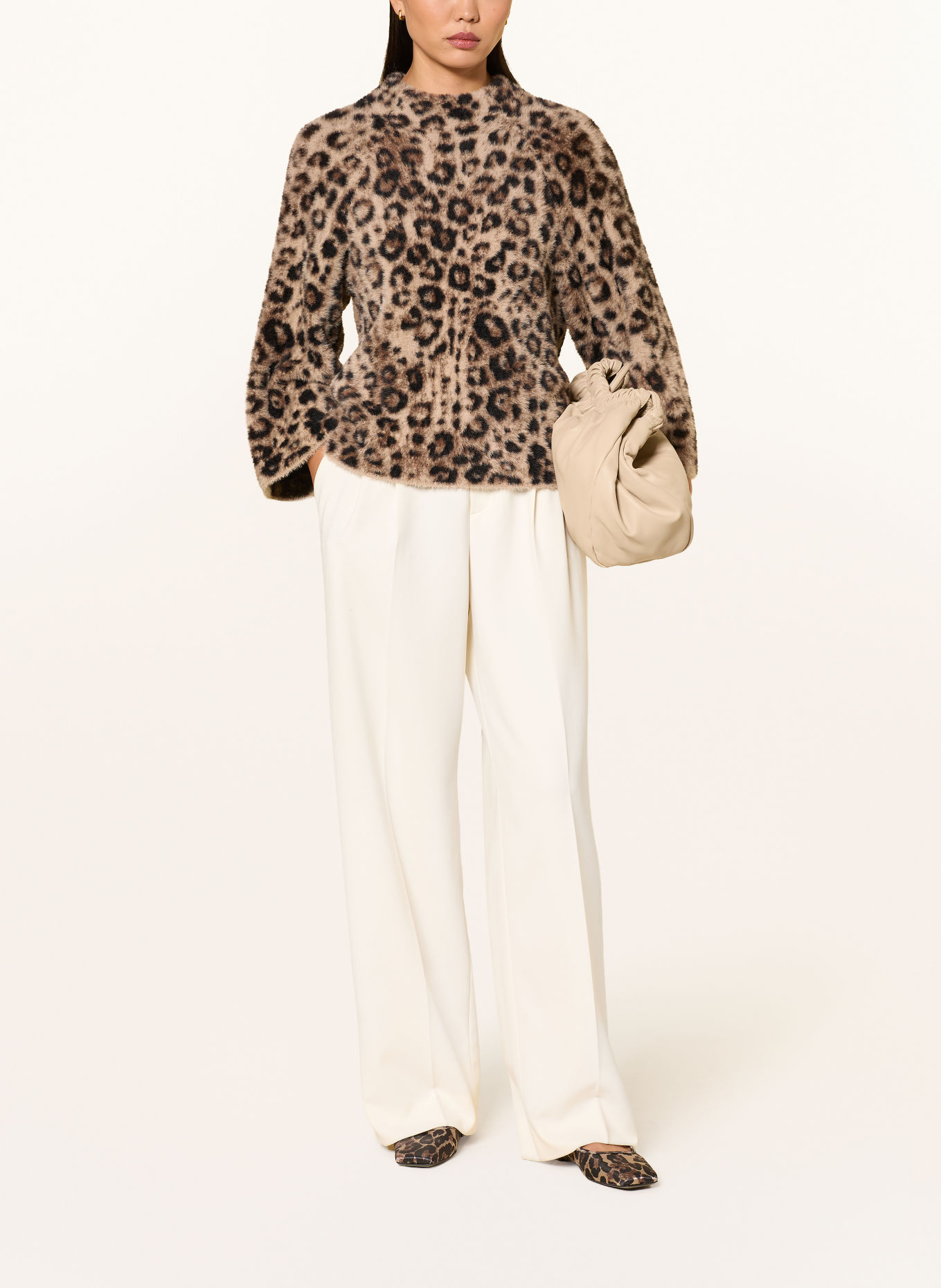 monari Faux Fur Shirt: BEIGE / BROWN / BLACK
