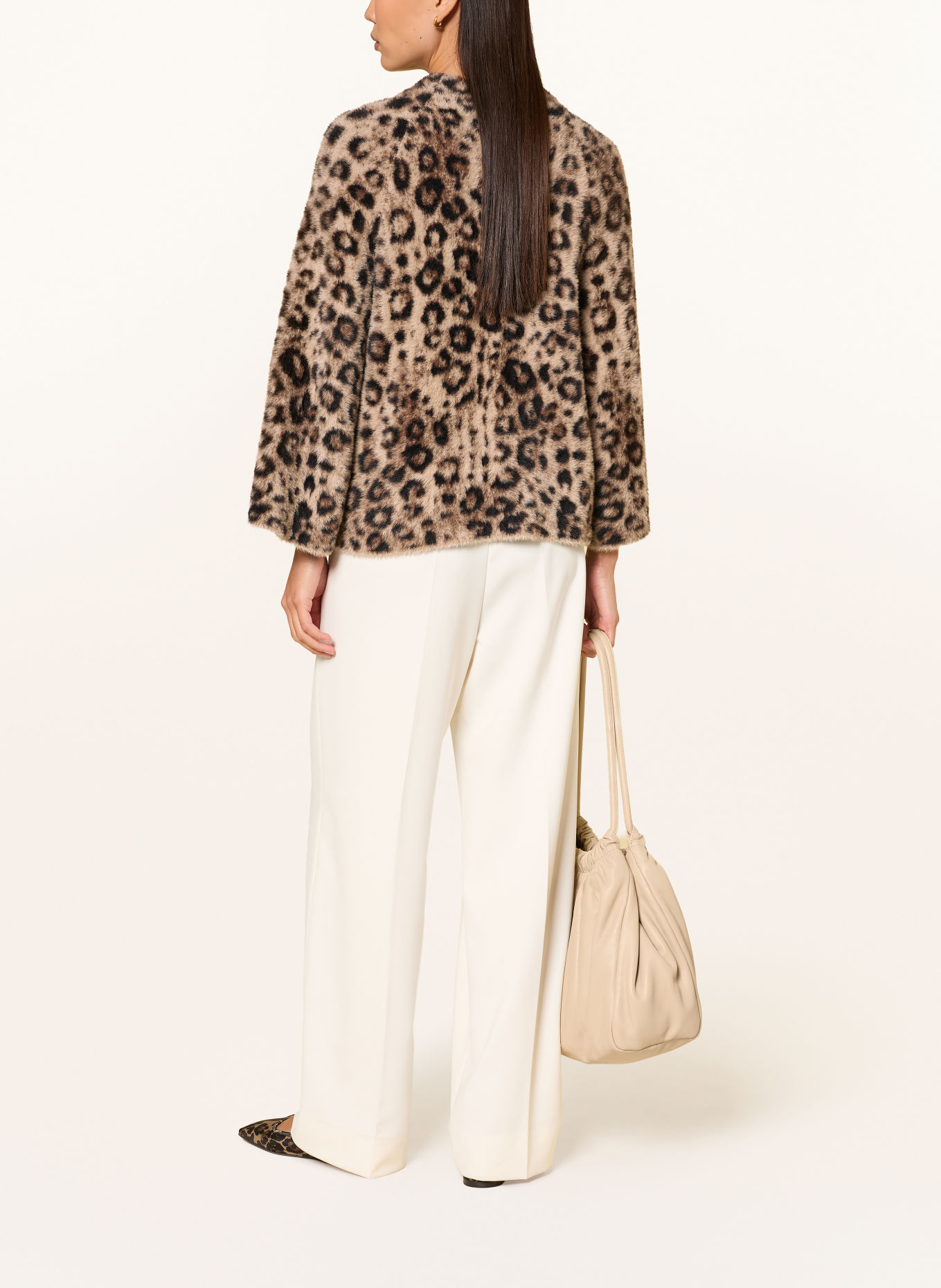 monari Faux Fur Shirt: BEIGE / BROWN / BLACK