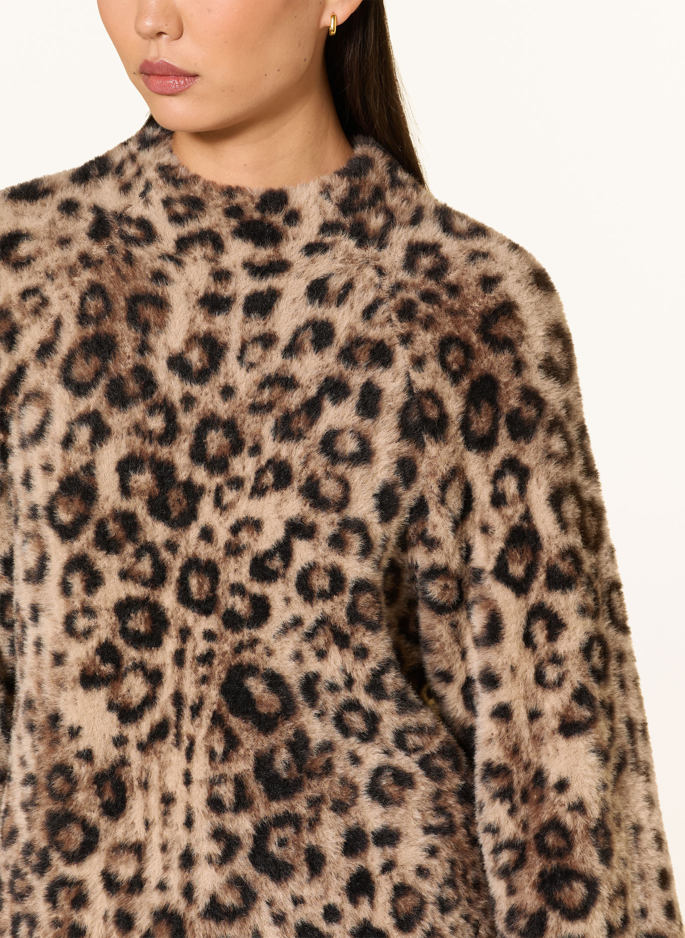 monari Faux Fur Shirt: BEIGE / BROWN / BLACK