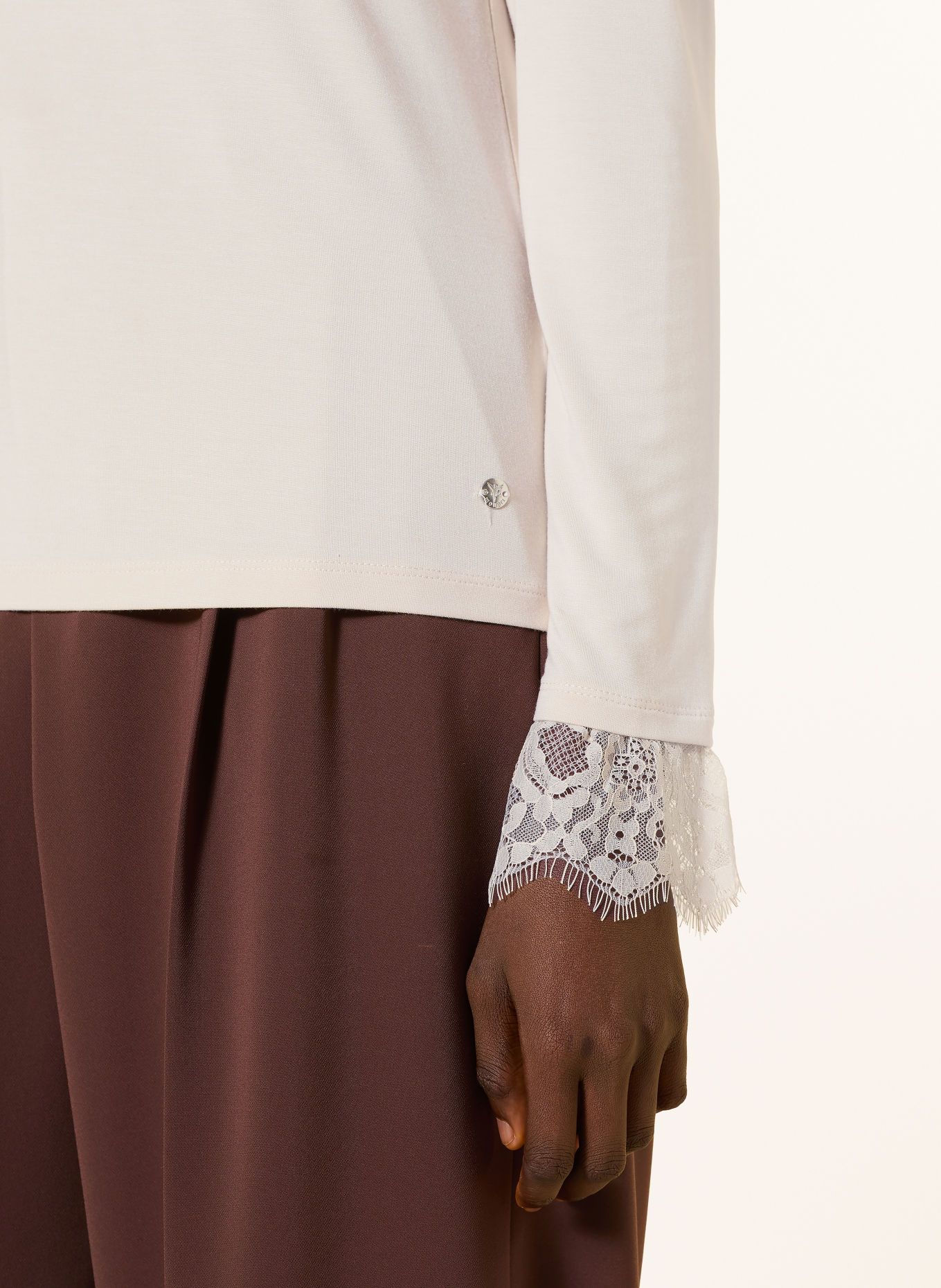 monari Long-sleeve shirt with lace: ECRU