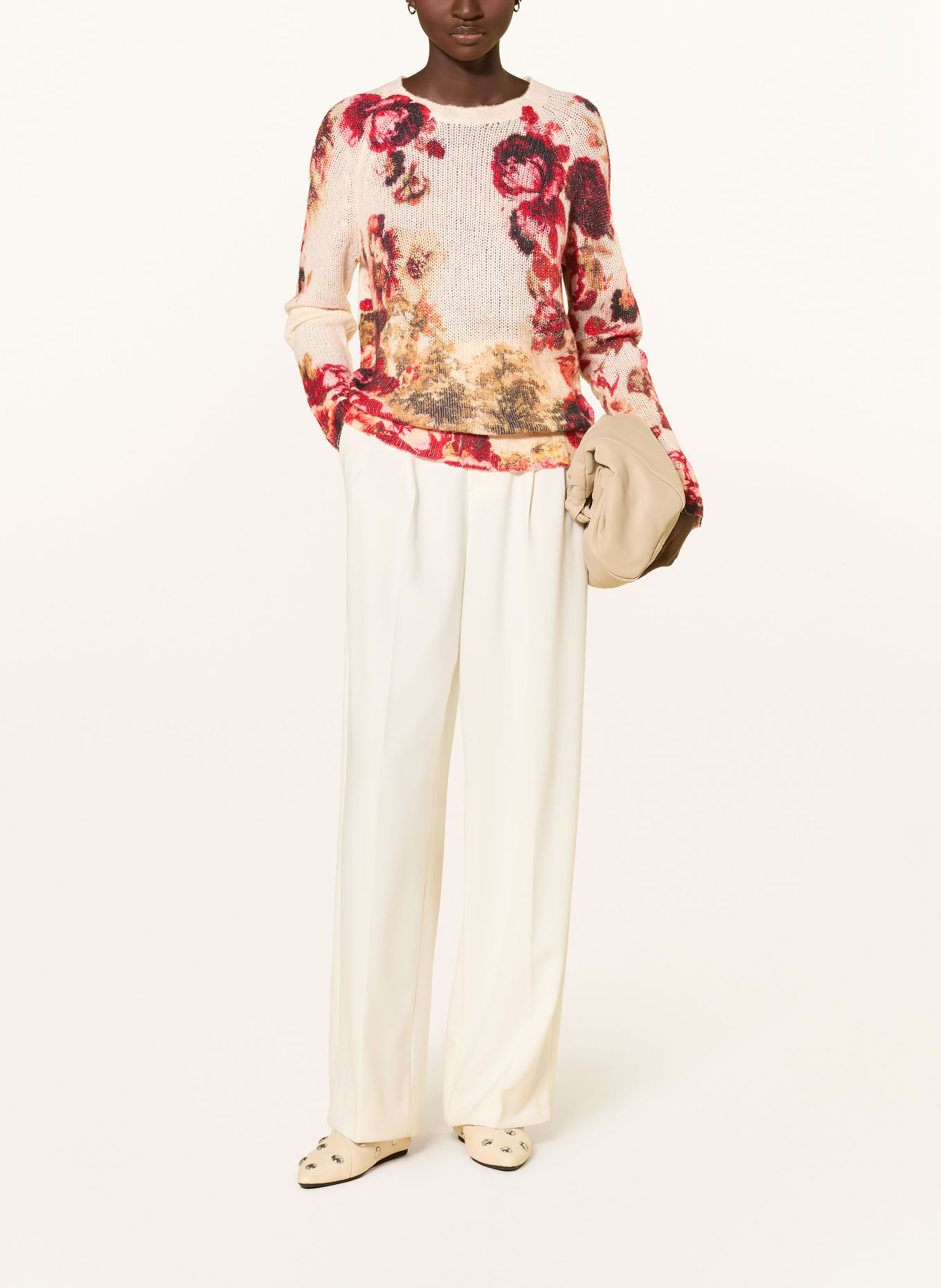 monari Sweater with gemstones: DARK RED / CREAM / OLIVE