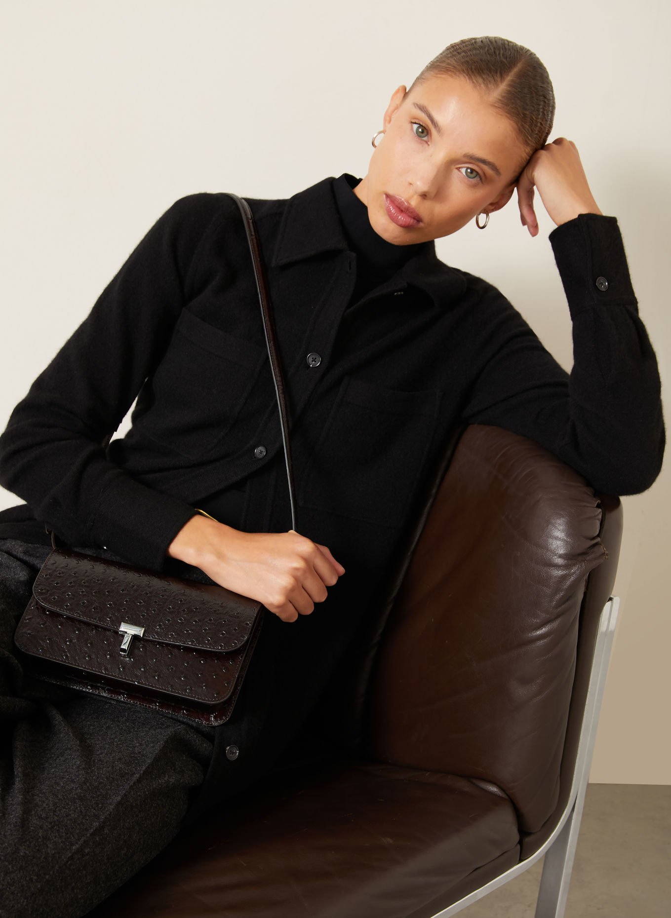 TOTEME Crossbody bag: DARK RED / SILVER
