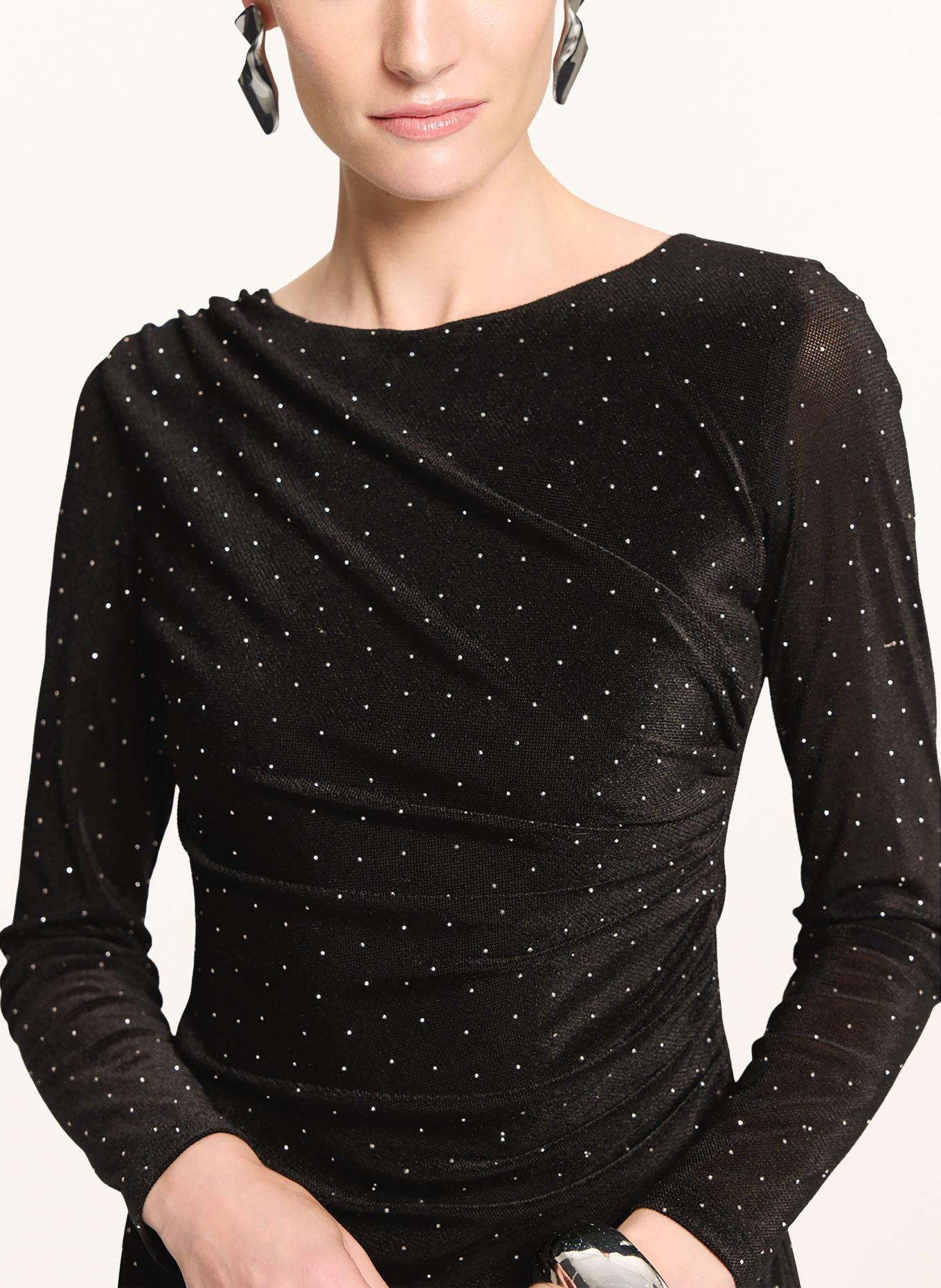 SWING Velvet cocktail dress with rhinestones: BLACK / SILVER