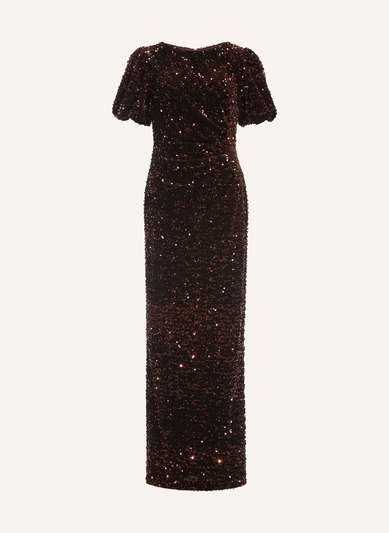 SWING Velvet evening dress with sequins: DARK BROWN