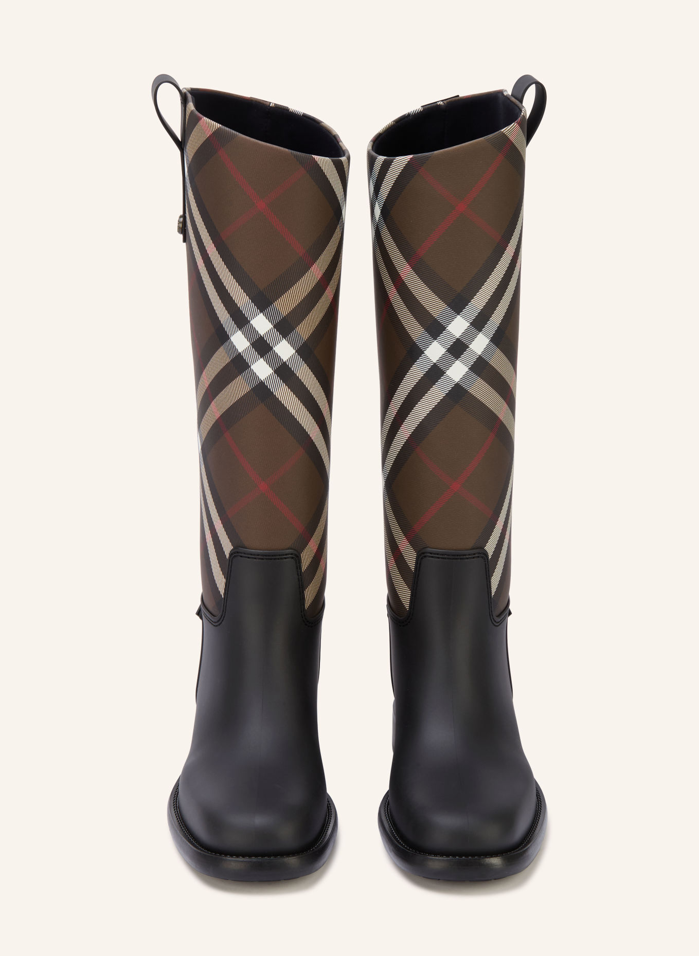 BURBERRY CAVALIER Rain boots: DARK BROWN / RED / BLACK