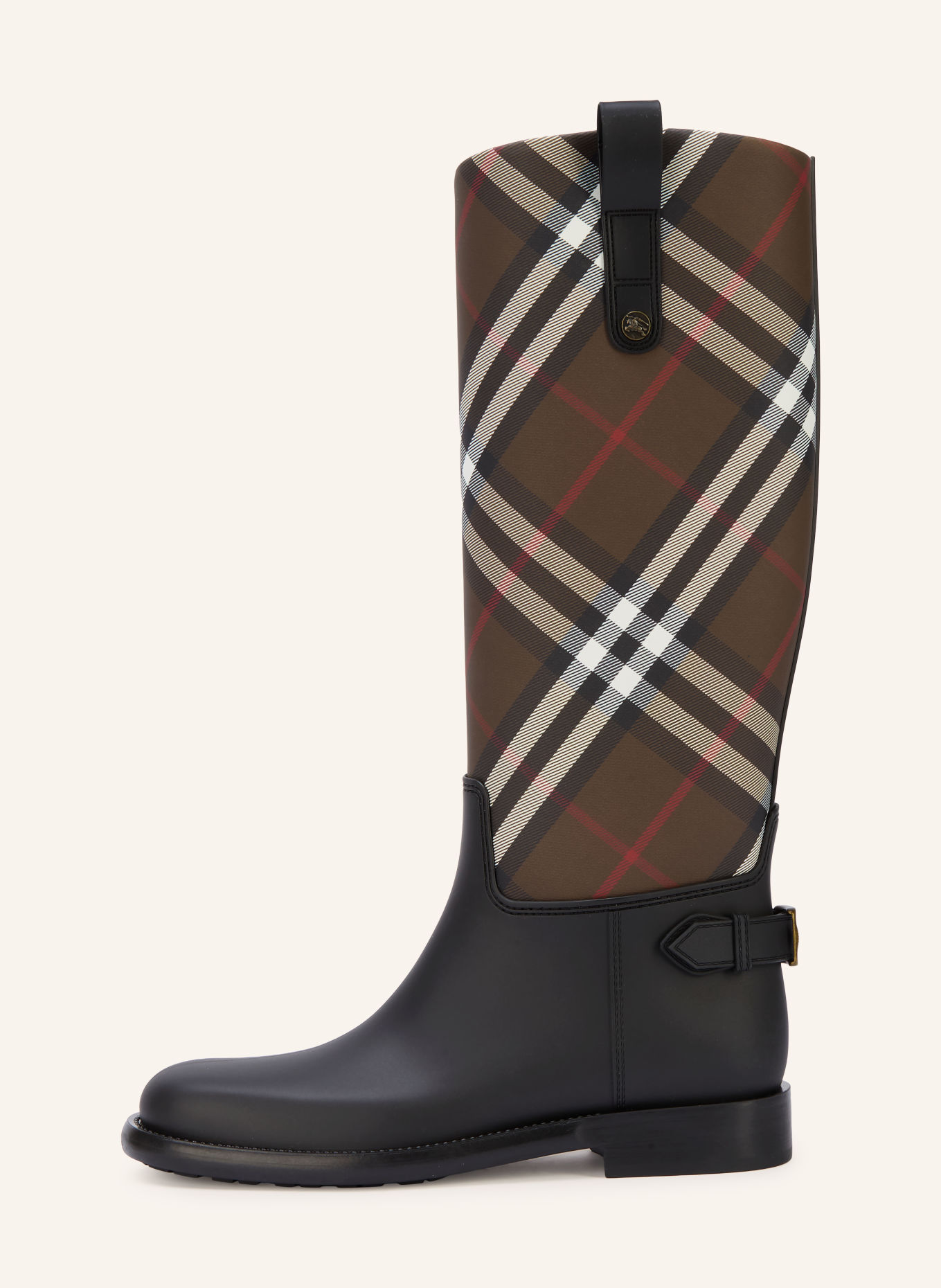 BURBERRY CAVALIER Rain boots: DARK BROWN / RED / BLACK