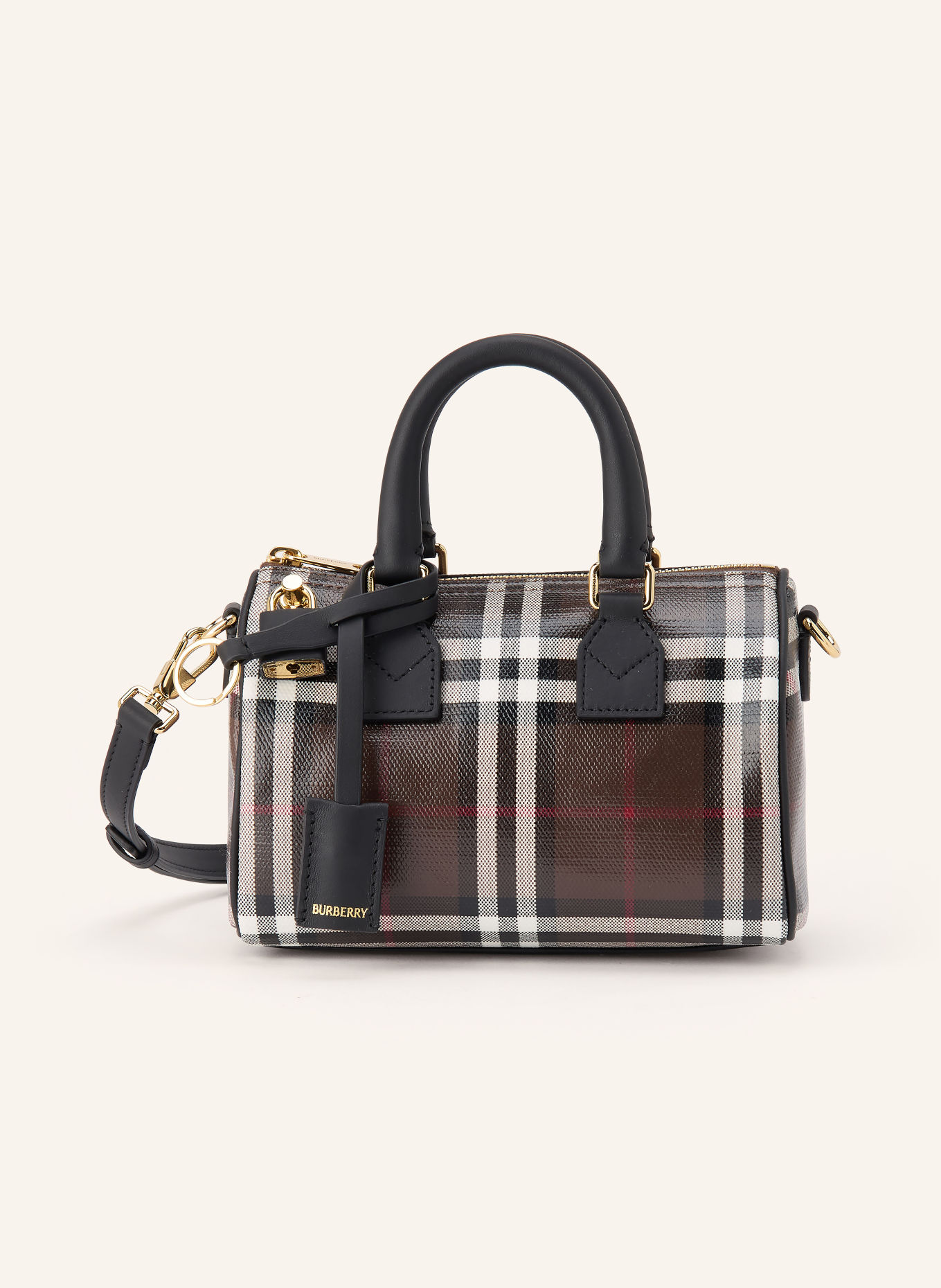 BURBERRY Handbag: DARK BROWN / WHITE / BLACK