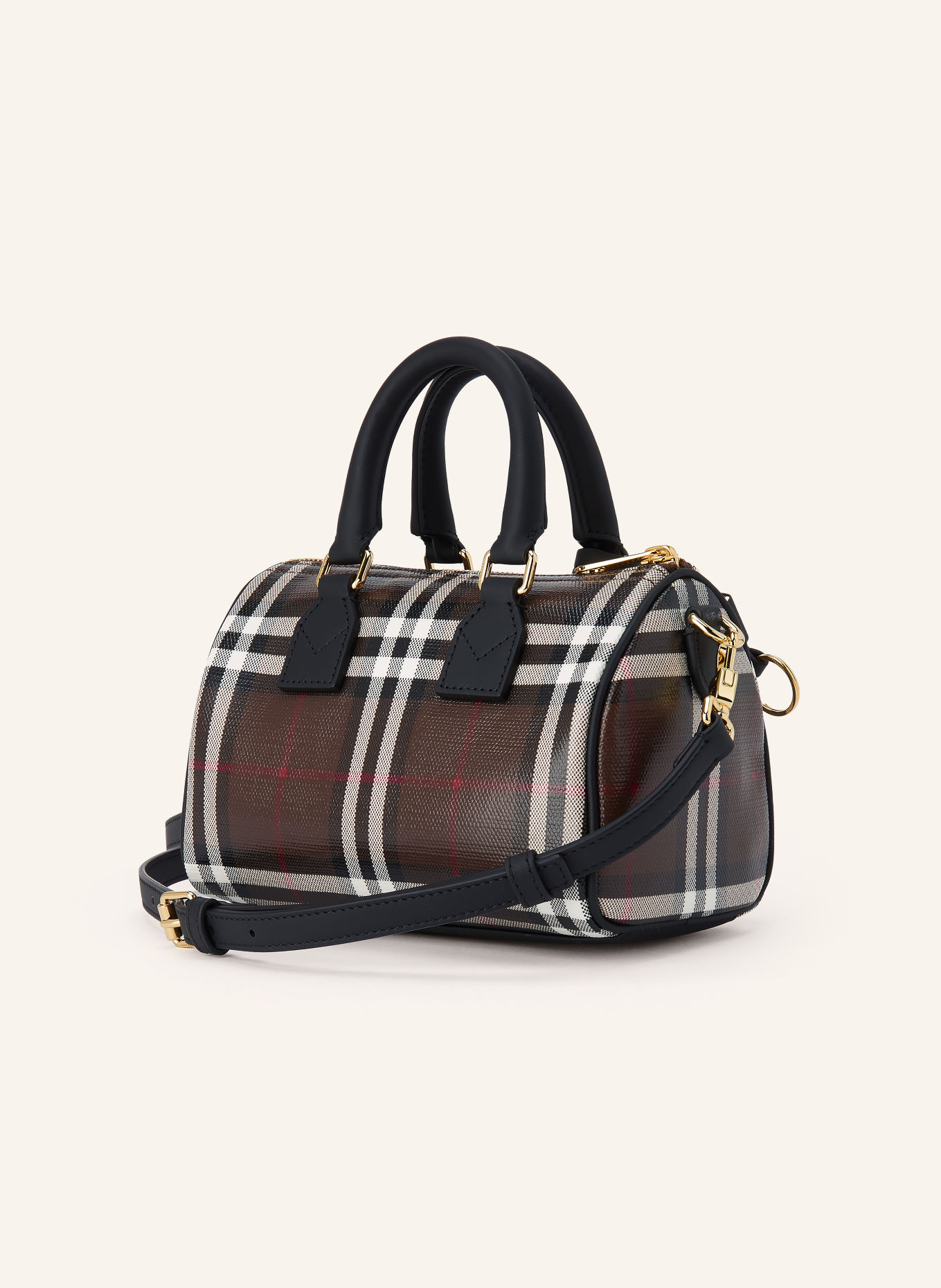 BURBERRY Handbag: DARK BROWN / WHITE / BLACK