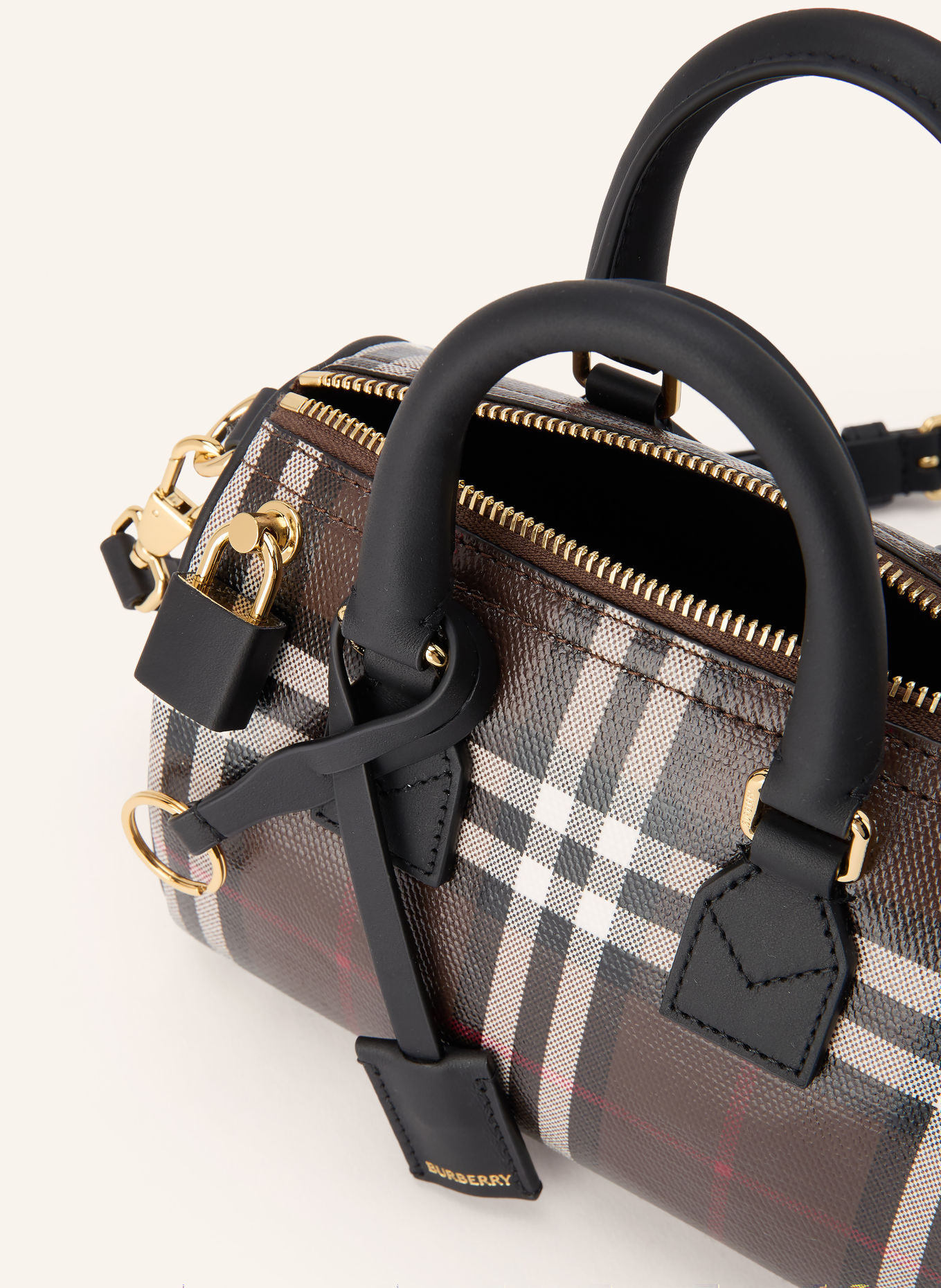 BURBERRY Handbag: DARK BROWN / WHITE / BLACK