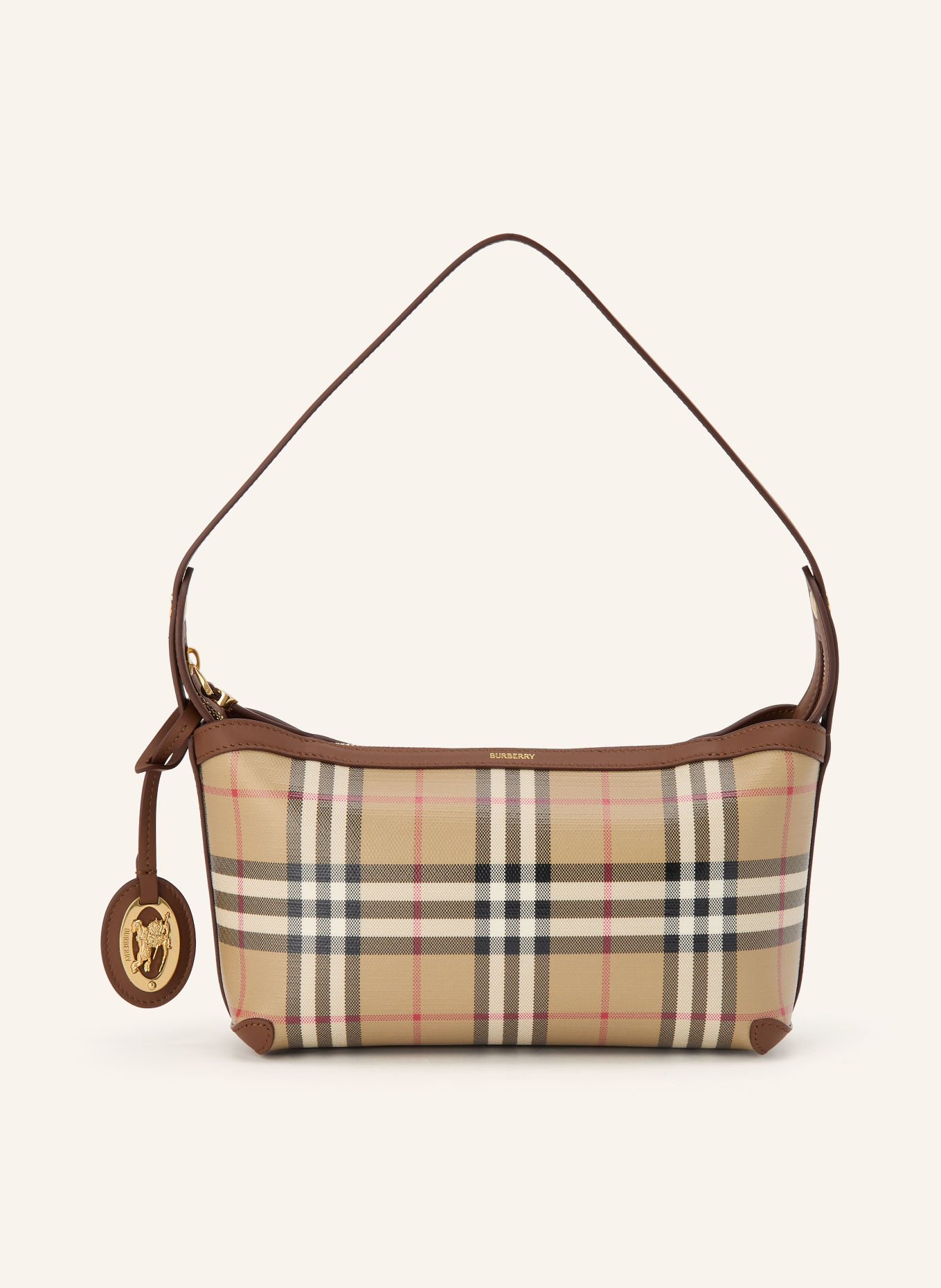 BURBERRY Handtasche: BEIGE / BRAUN / ROT