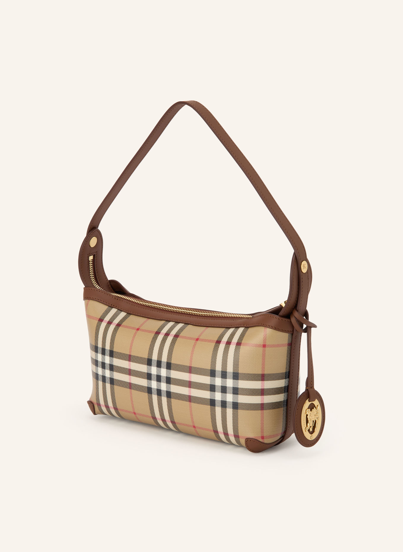 BURBERRY Handtasche: BEIGE / BRAUN / ROT