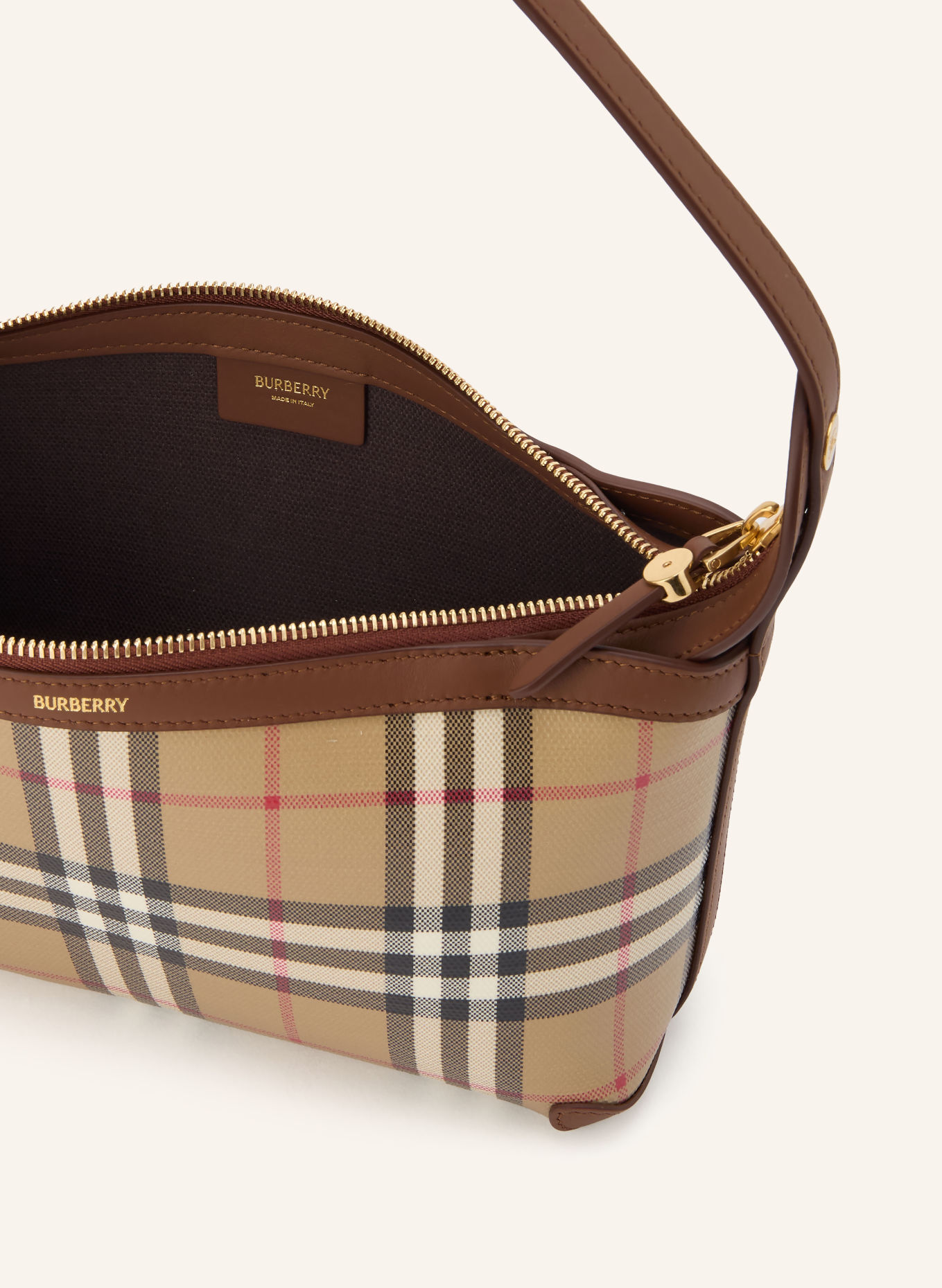 BURBERRY Handtasche: BEIGE / BRAUN / ROT