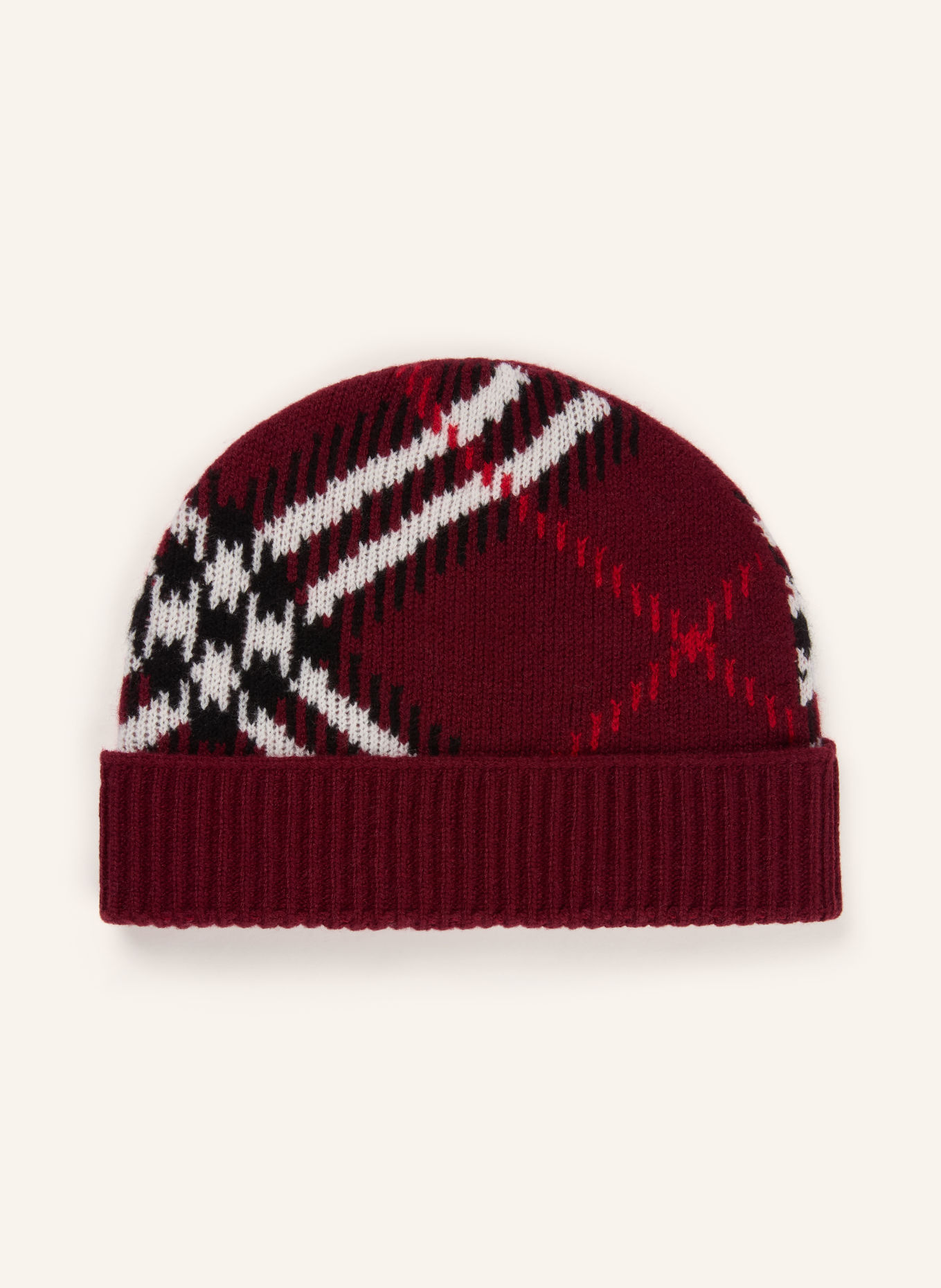BURBERRY Hue med kashmir: MØRKERØD / HVID / SORT