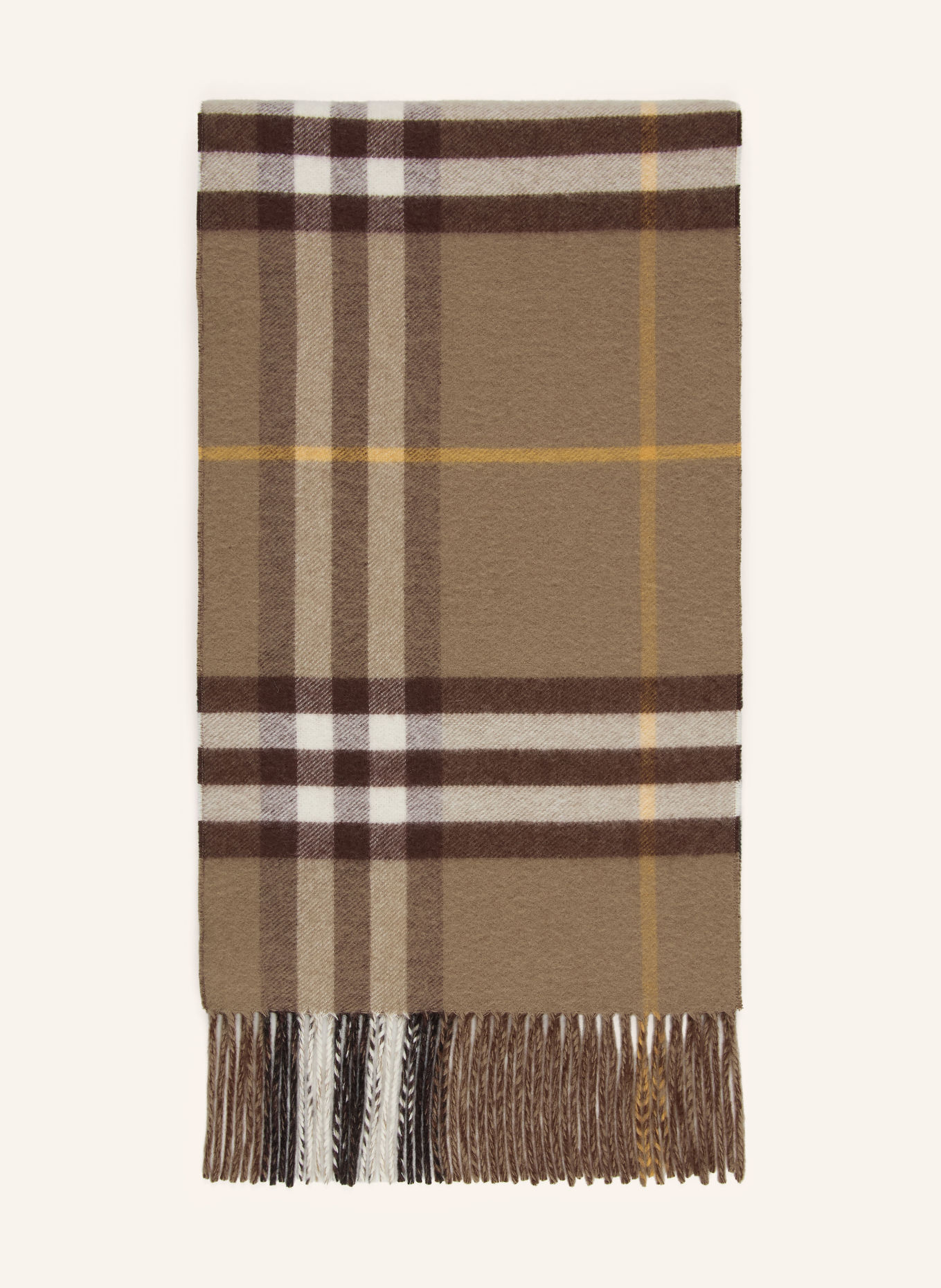 BURBERRY Cashmere-Schal: BRAUN / DUNKELBRAUN / CREME
