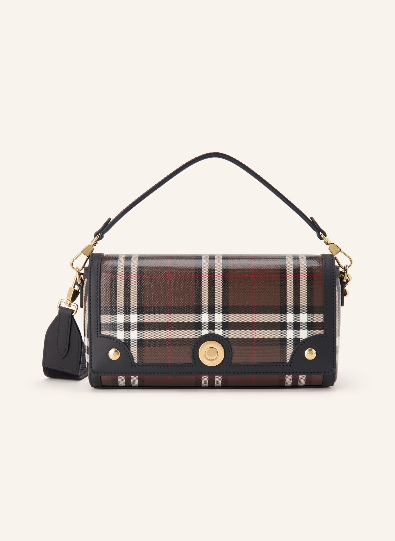 BURBERRY Handbag: DARK BROWN / WHITE / BLACK