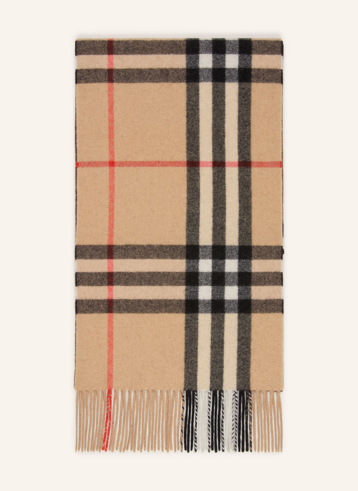 BURBERRY Szal z kaszmiru: BEŻOWY / BRĄZOWY / CZERWONY