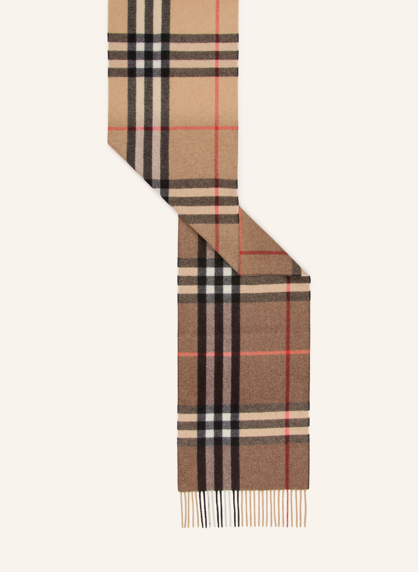BURBERRY Szal z kaszmiru: BEŻOWY / BRĄZOWY / CZERWONY