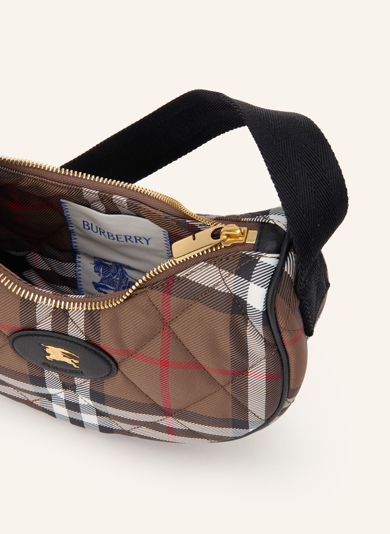 BURBERRY Umhängetasche: DUNKELBRAUN / WEISS / SCHWARZ