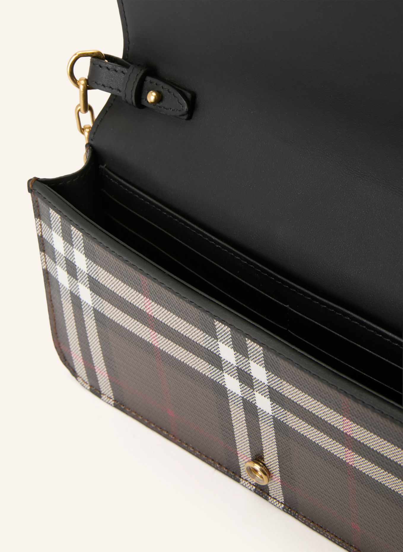 BURBERRY Schoudertas: MARRON FONCÉ / WIT / ZWART