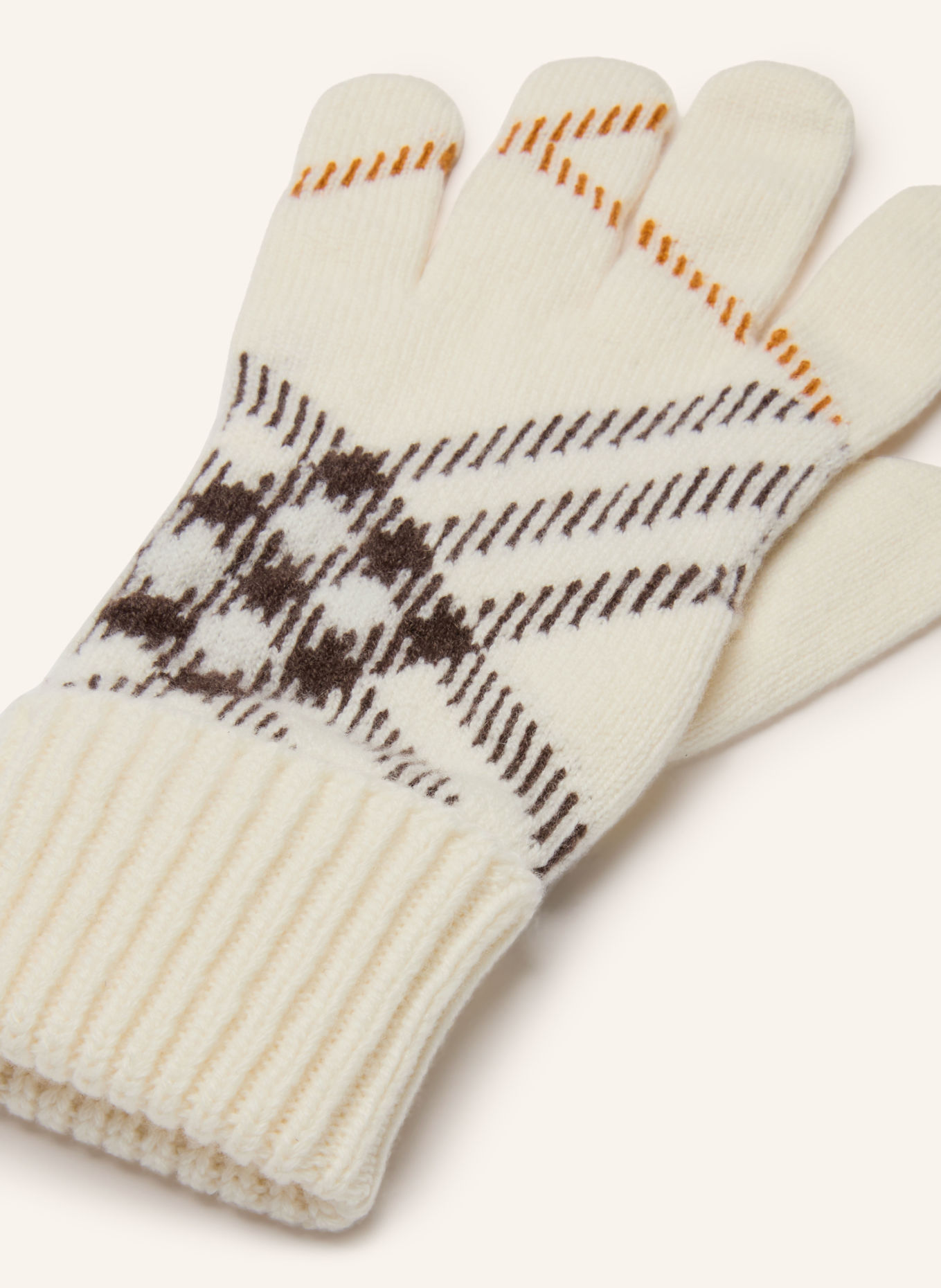 BURBERRY Handschuhe mit Cashmere: CREME / COGNAC / DUNKELGRAU
