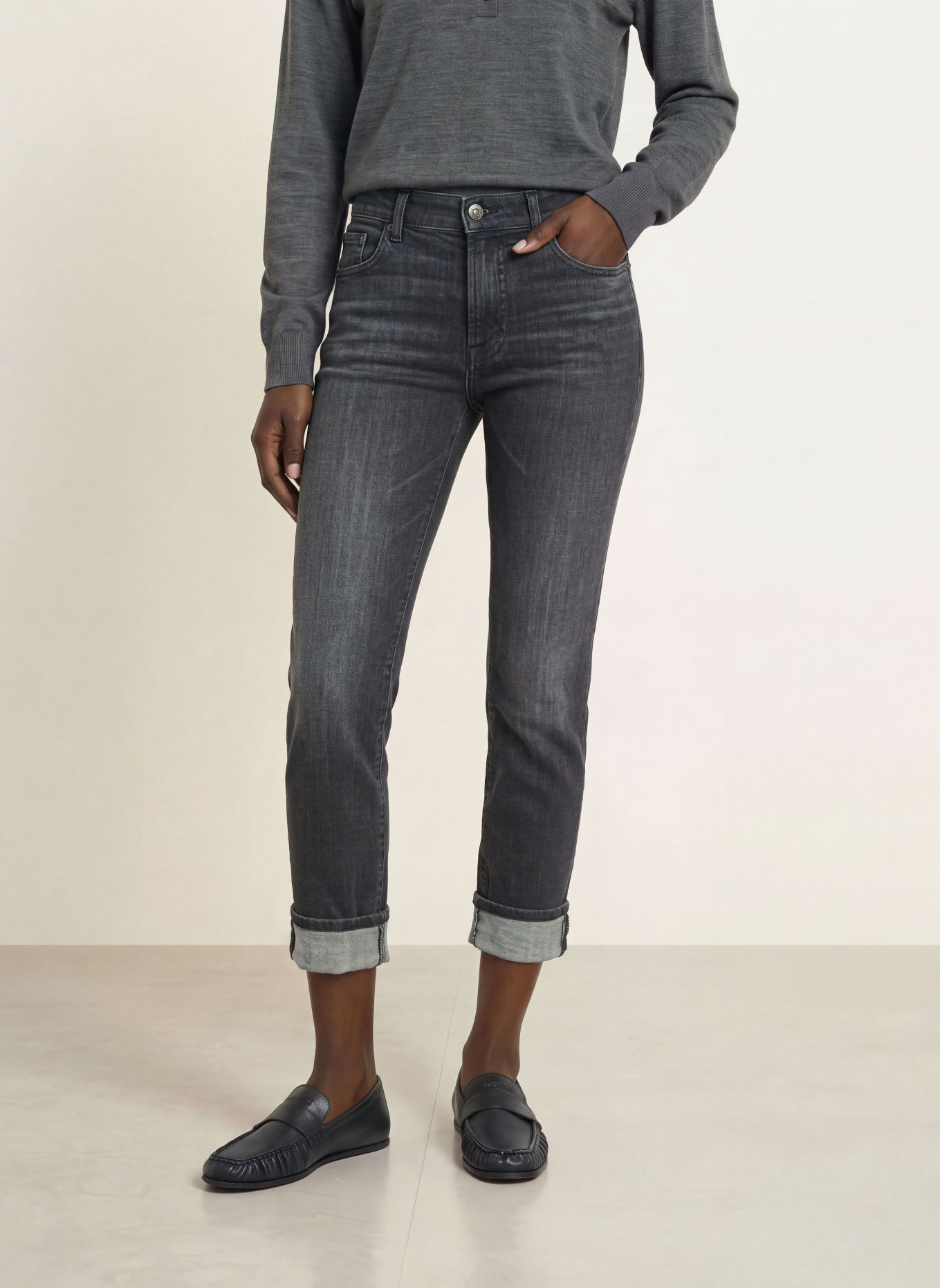 7 for all mankind Skinny jeans RELAXED SKINNY: 45O BLACKOUT
